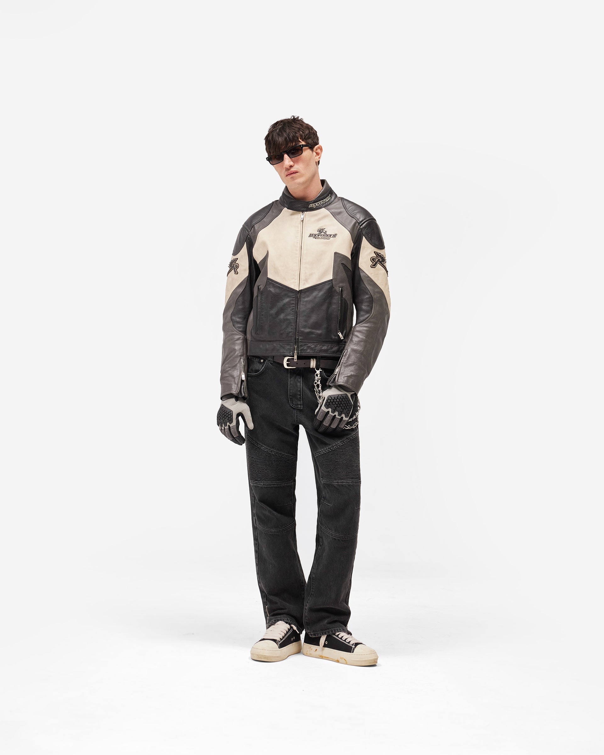 Represent X Belstaff Leather Race Jacket - Black
