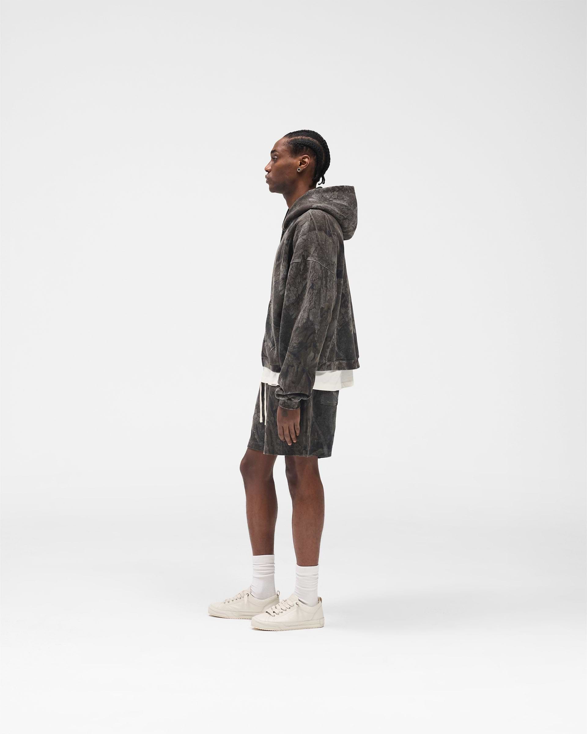 Initial Overdye Realtree® Boxy Zip Through Hoodie - Overdyed Black
