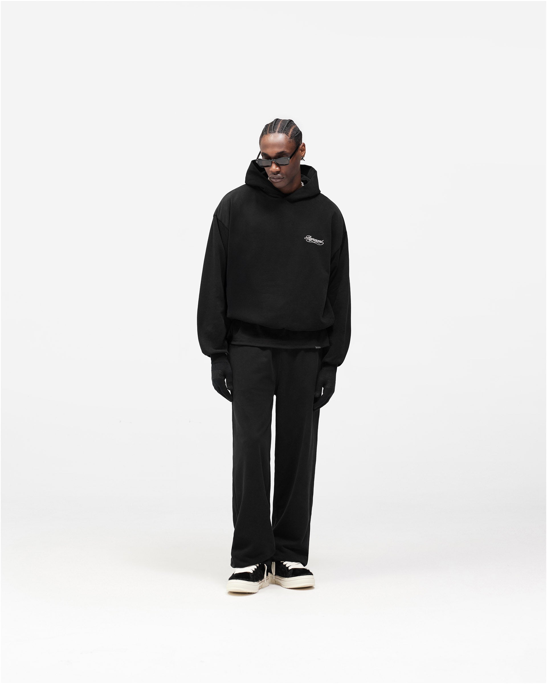 Dual Layer Script Sweatpants - Jet Black
