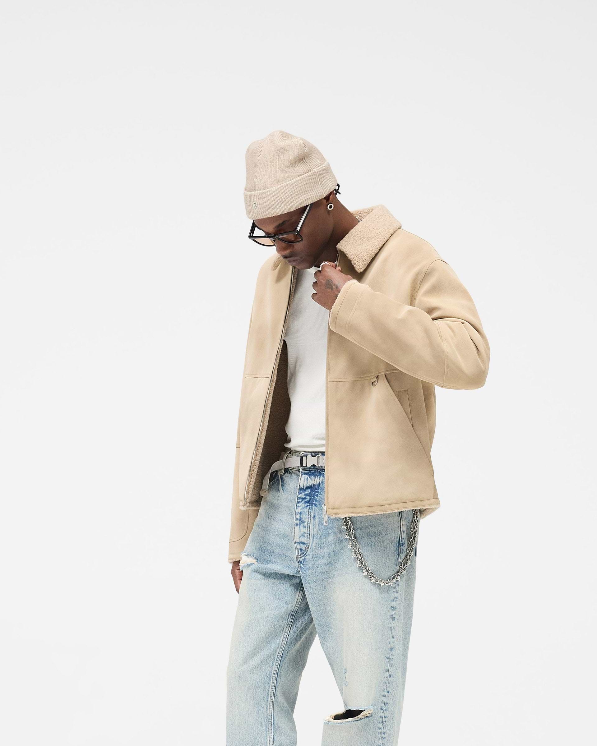 Faux Shearling Jacket - Cafe