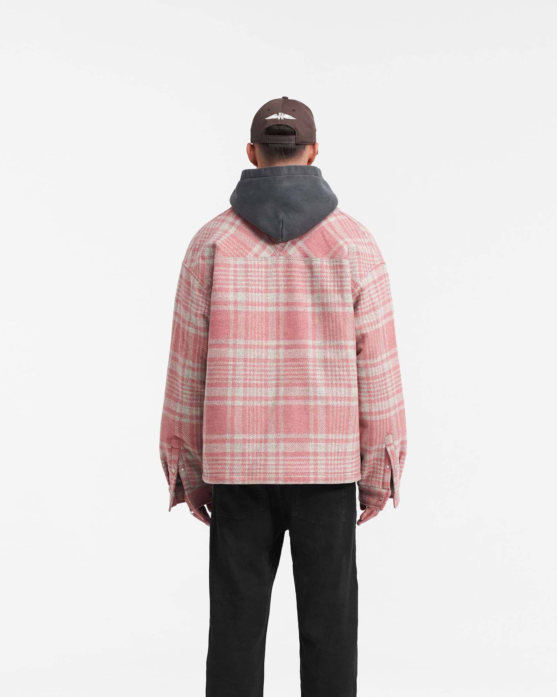 Quilted Flannel Shirt - Rosa Grau Kariert