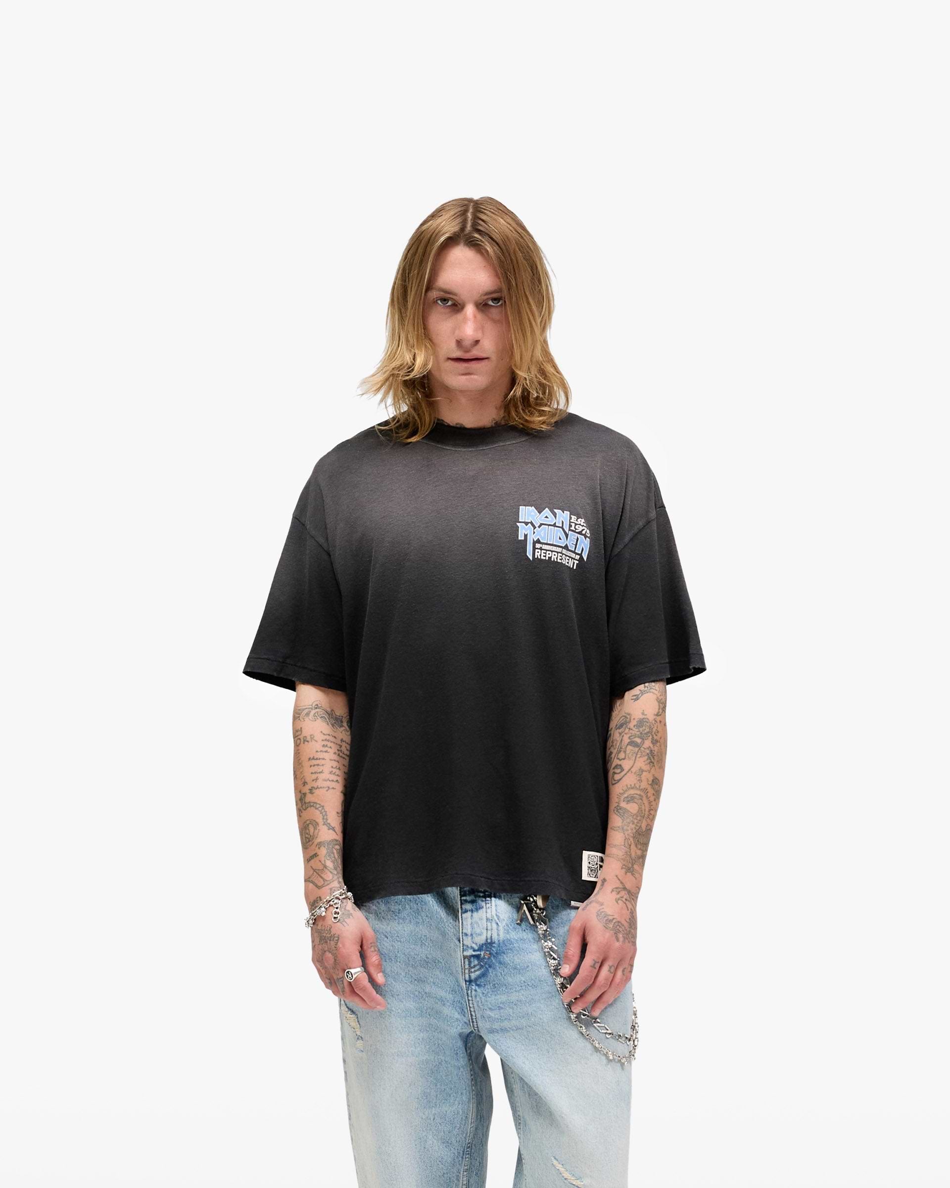 Represent X Iron Maiden Aniversario T-Shirt - Negro Manchado