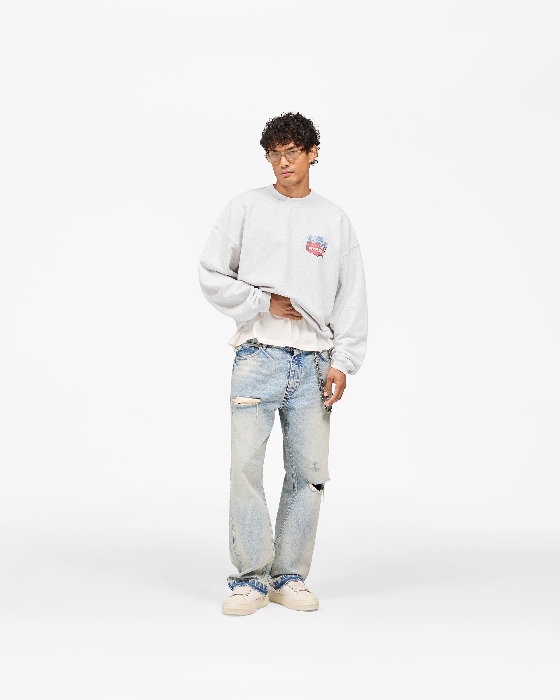 Represent x Beach Boys Americas Band Sweater - Ice Grey Marl