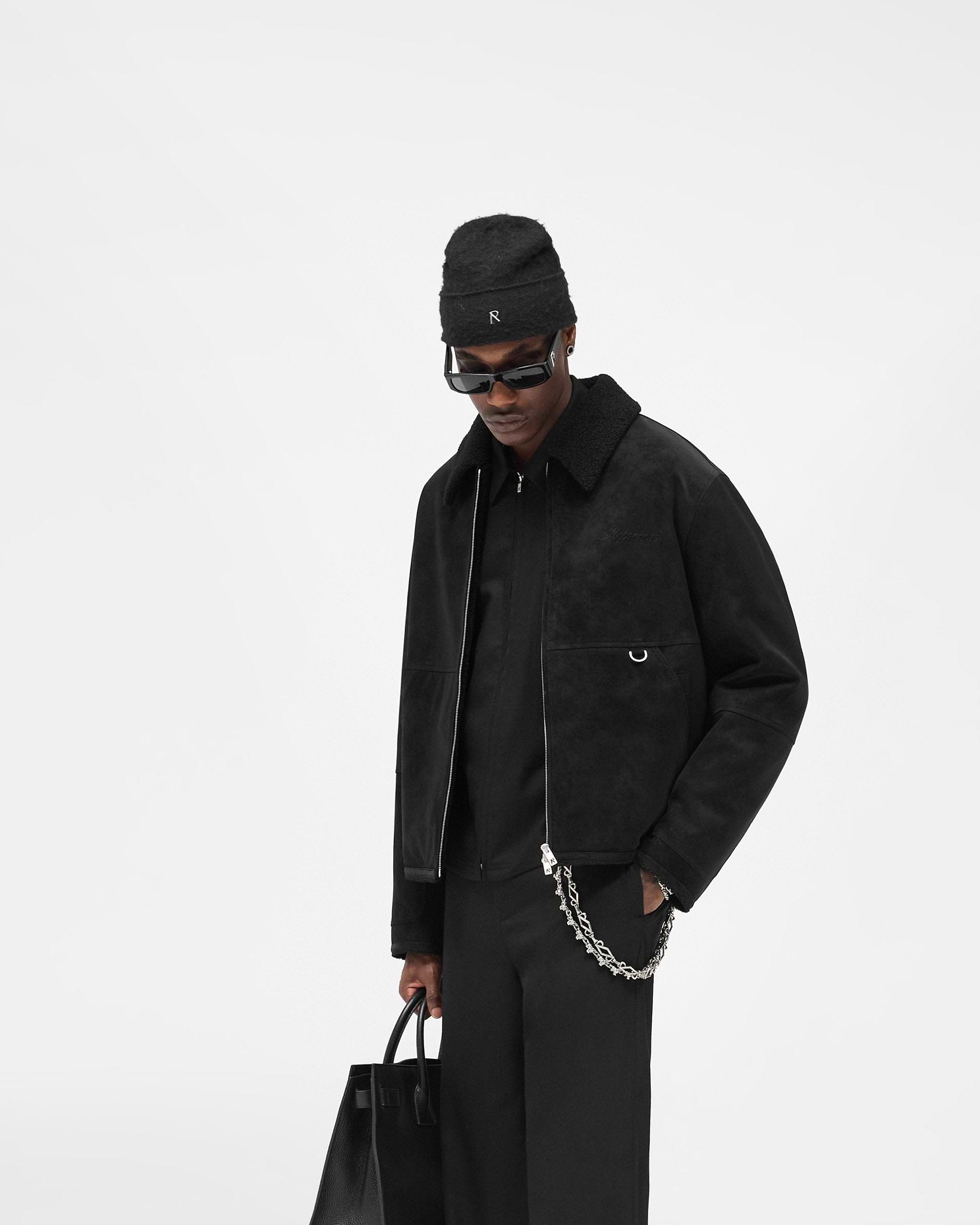 Faux Shearling Jacket - Jet Black