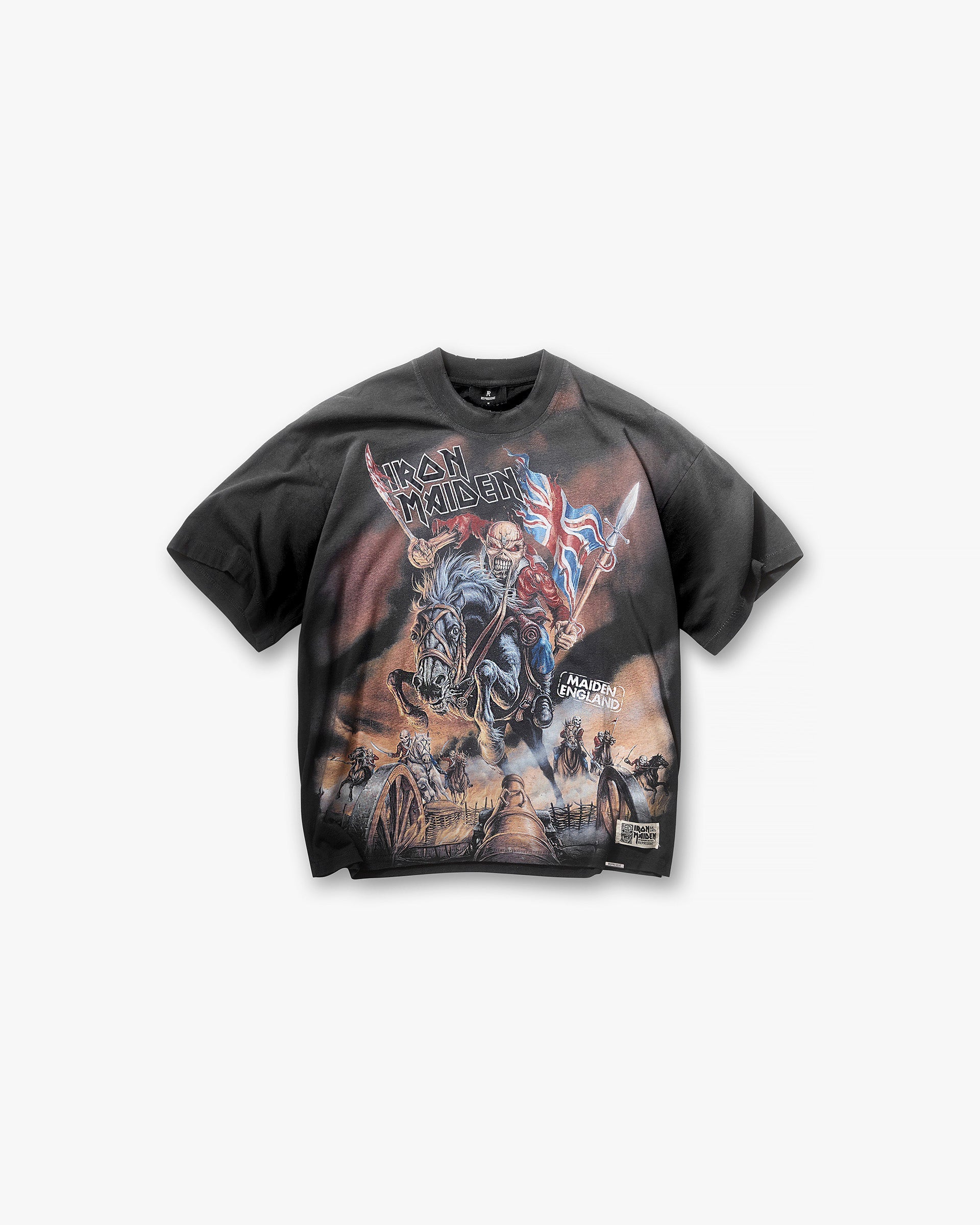 Represent X Iron Maiden Steed T-Shirt - Negro Desteñido
