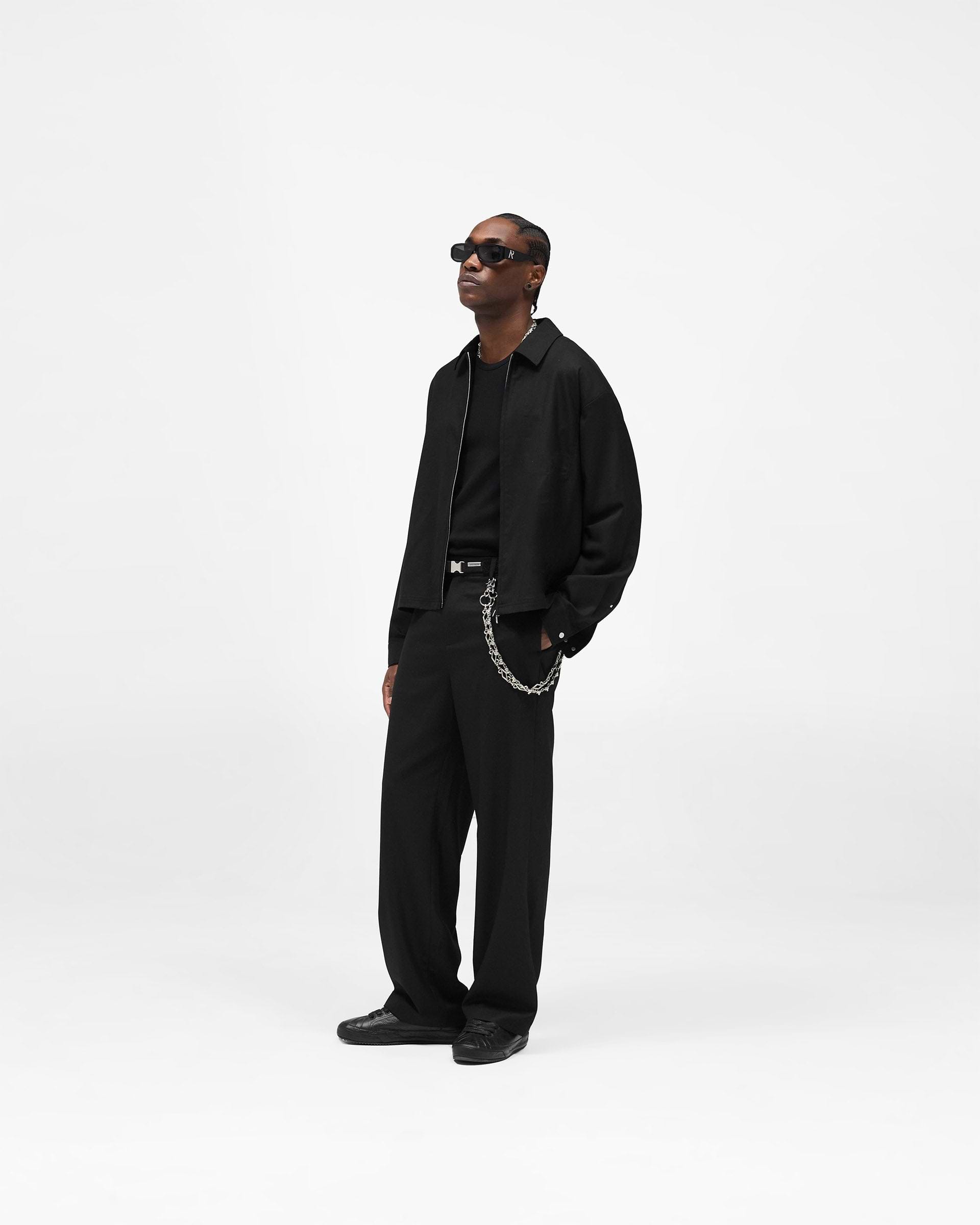 Zip Up Wool Overshirt - Jet Black