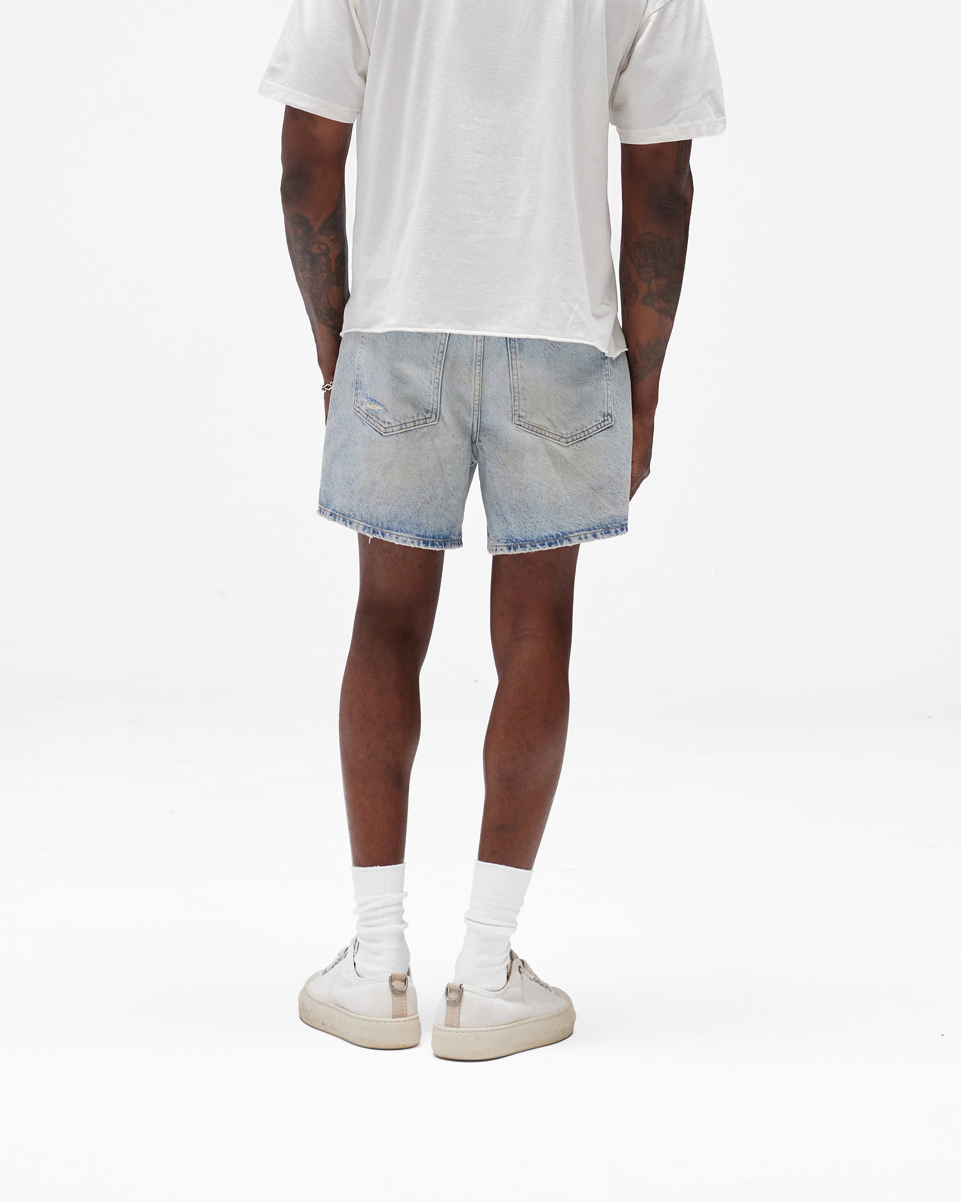 Busy Doing Nothing Denim Short - Dusty Blue