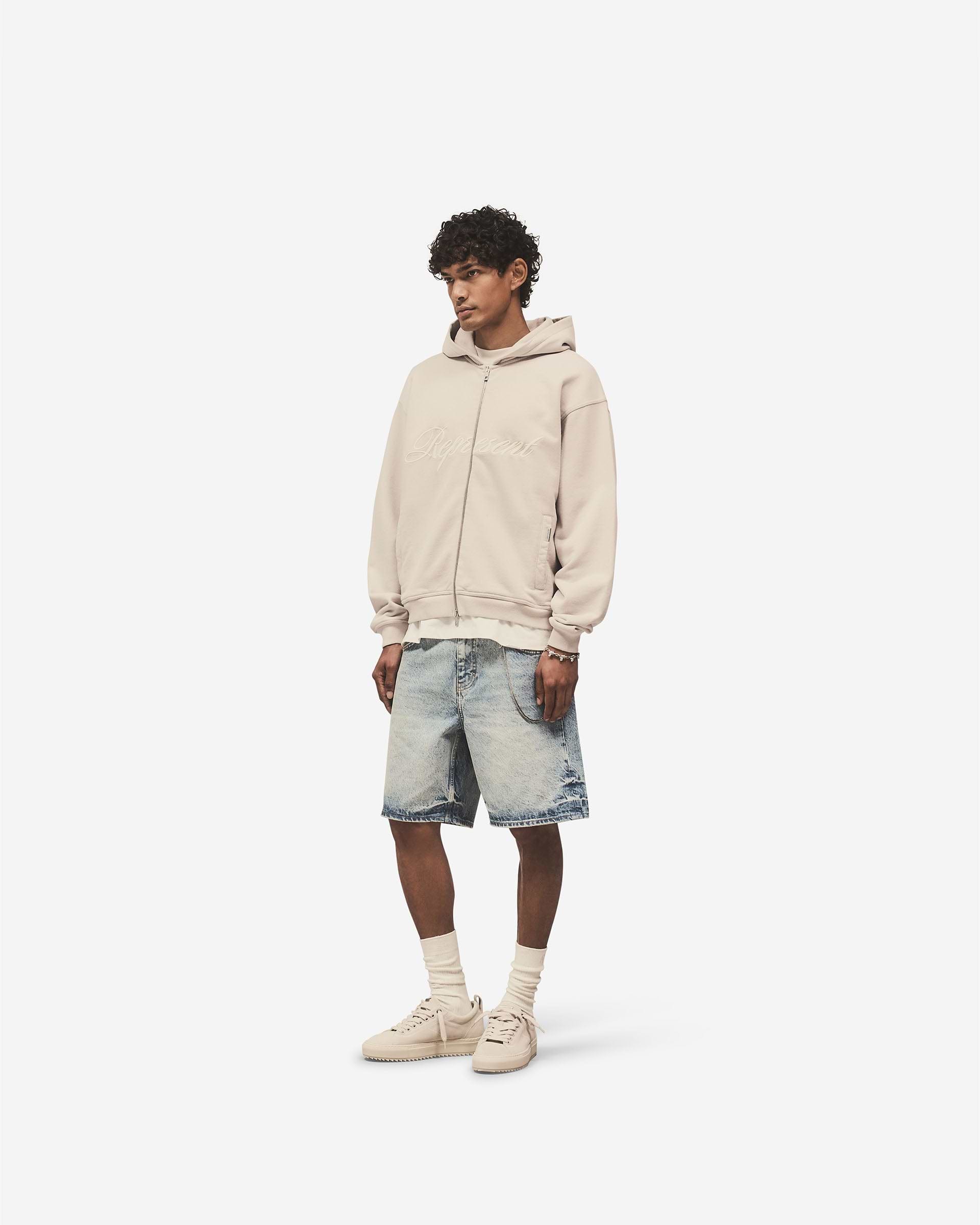 Script Logo Zip Hoodie - Beton