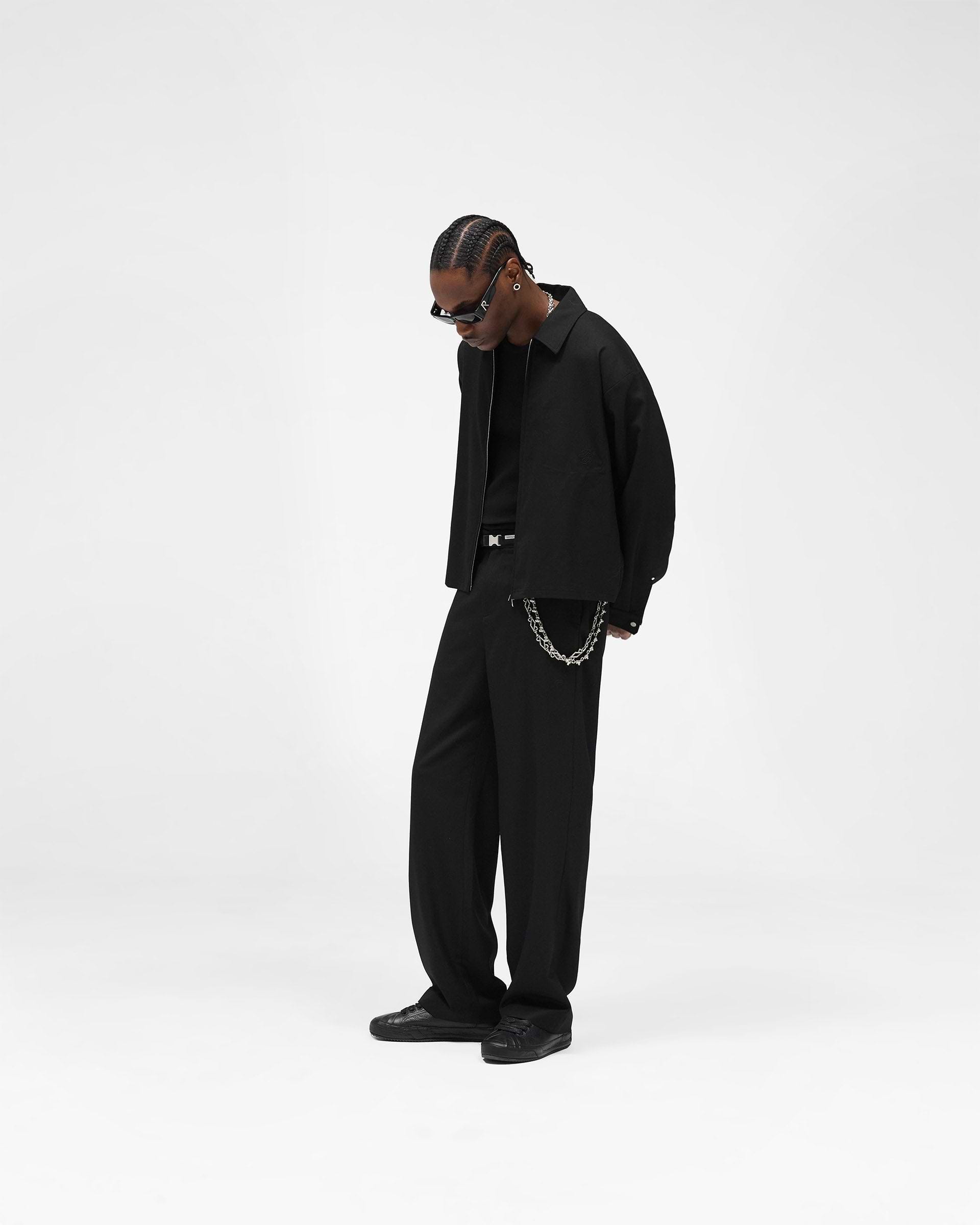 Zip Up Wool Overshirt - Jet Black