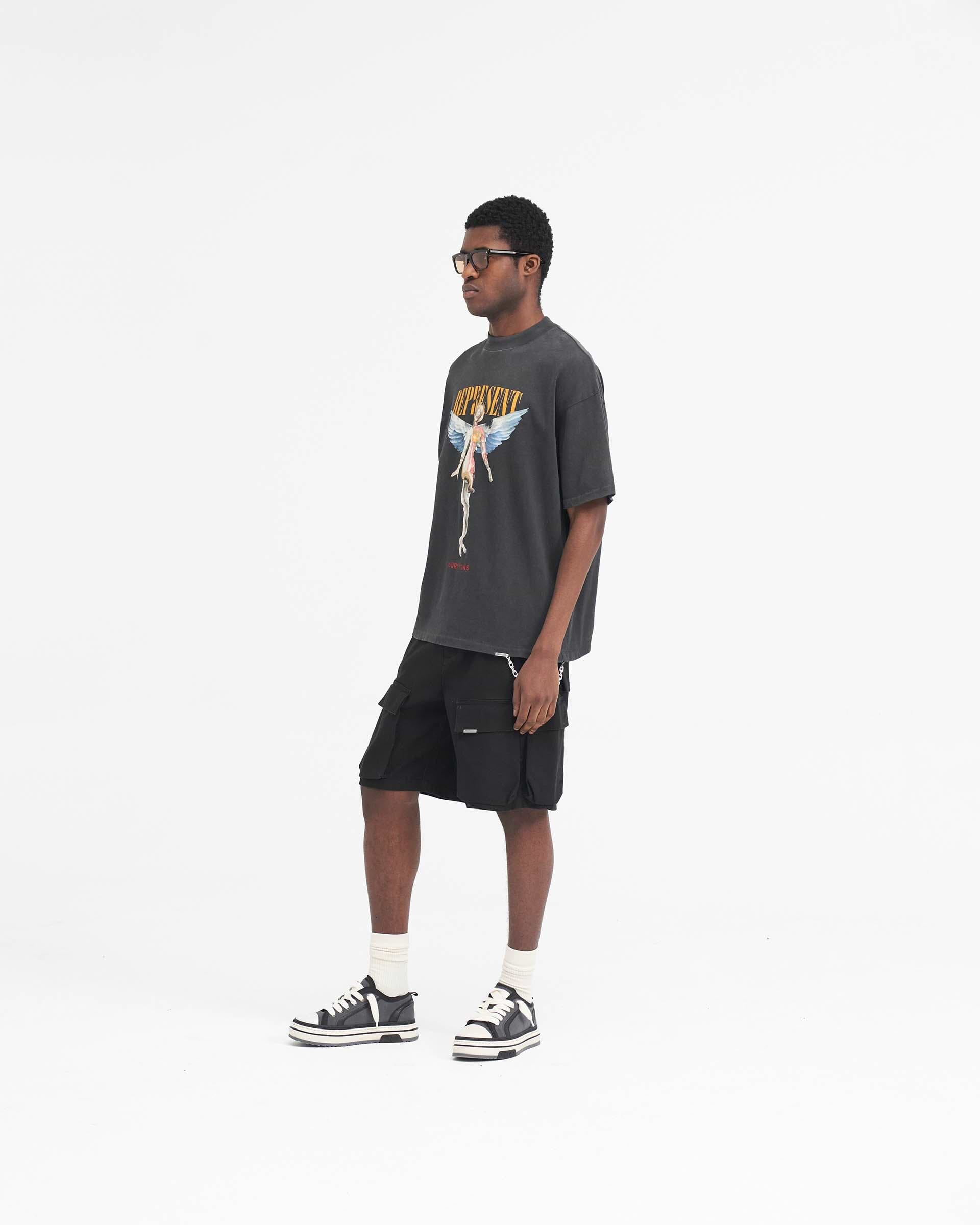 Short Cargo Holgado de Algodón - Negro