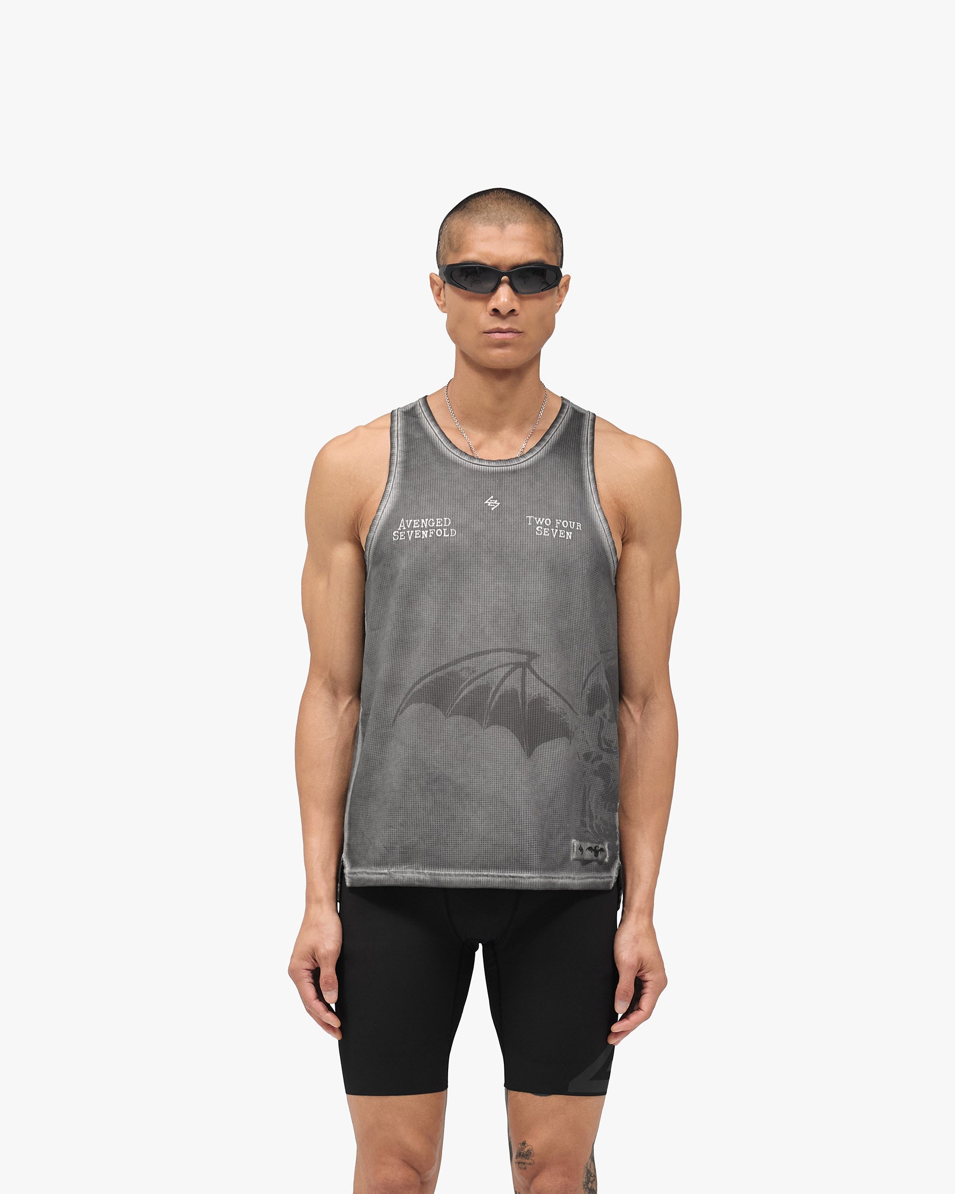 247 x Avenged Sevenfold Death Bat Singlet - Washed Grey