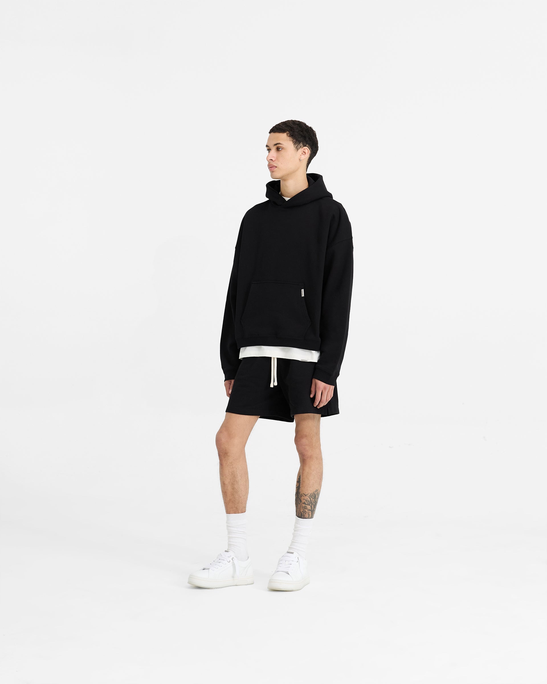 Initial Boxy Hoodie - Jet Black