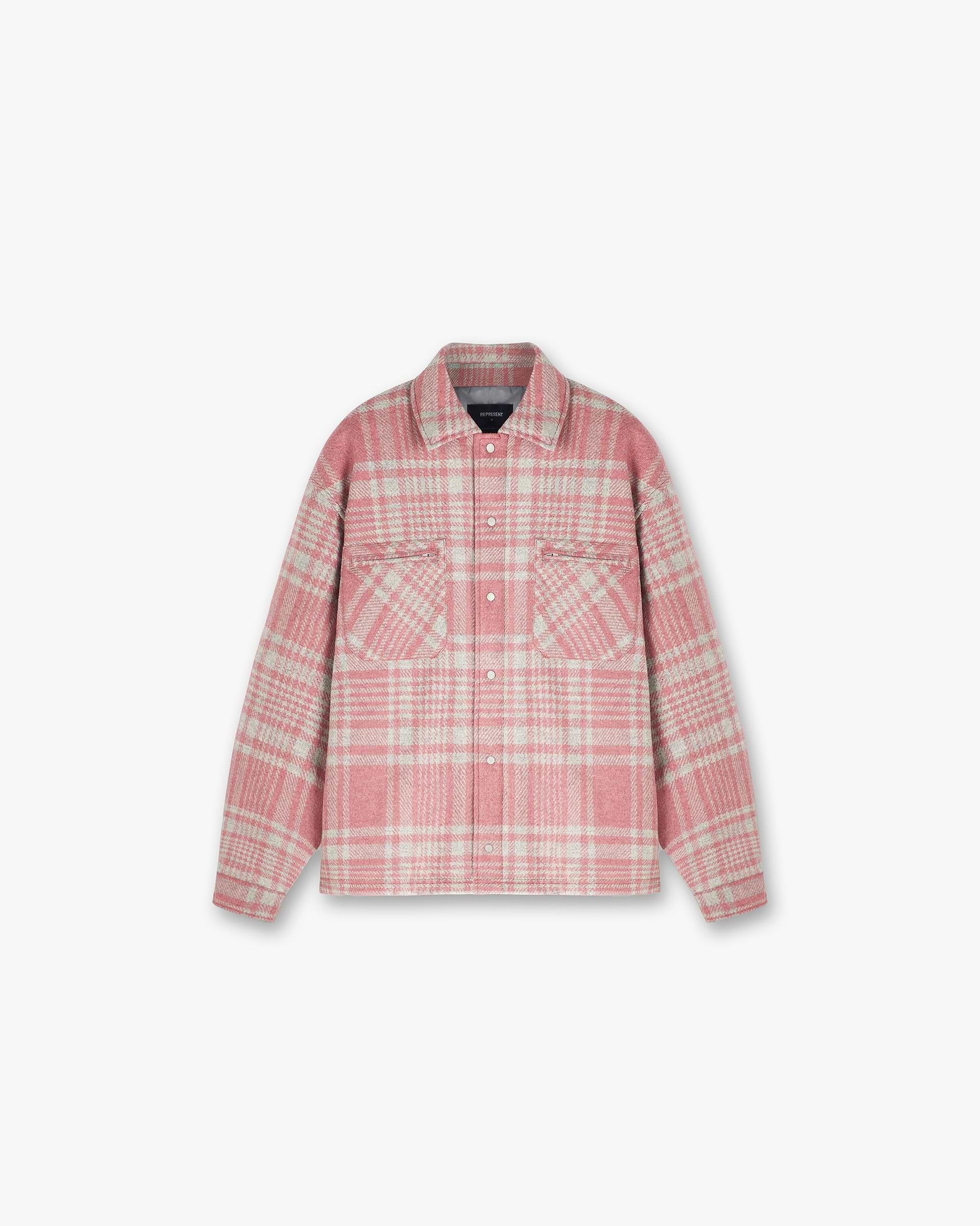 Quilted Flannel Shirt - Rosa Grau Kariert