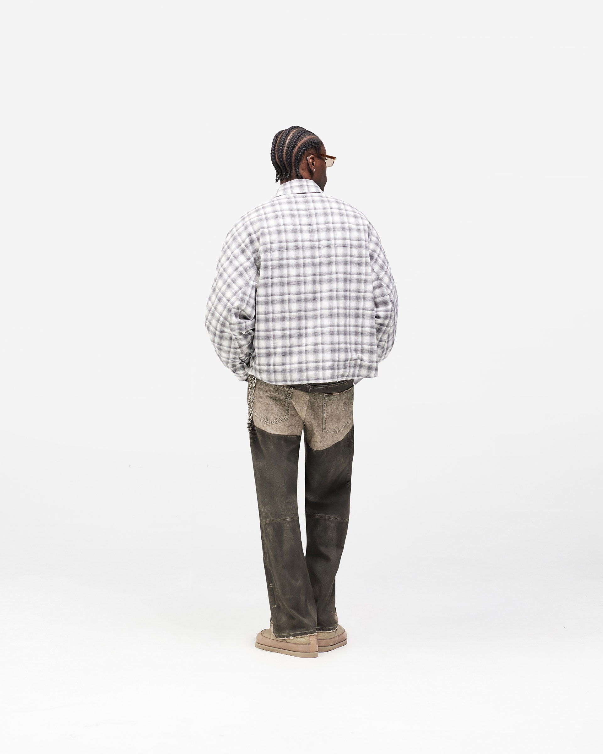 Arch Flannel Shirt - Flat White Jet Black