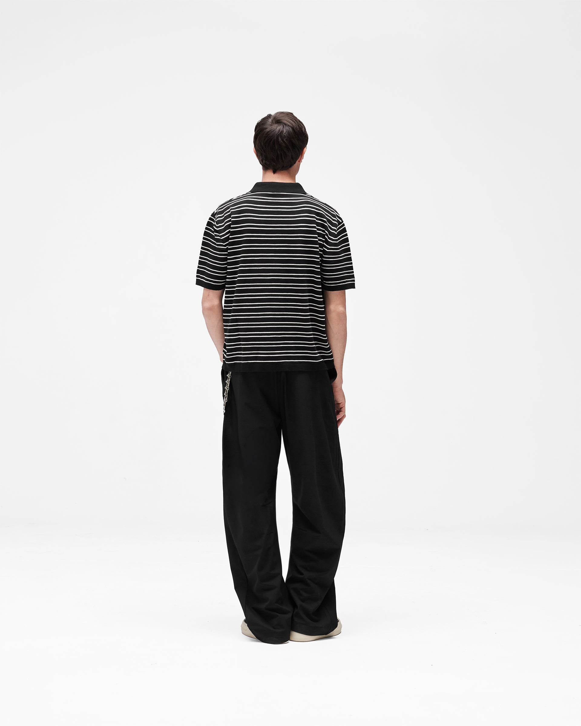 California Striped Knitted Polo - Jet Black