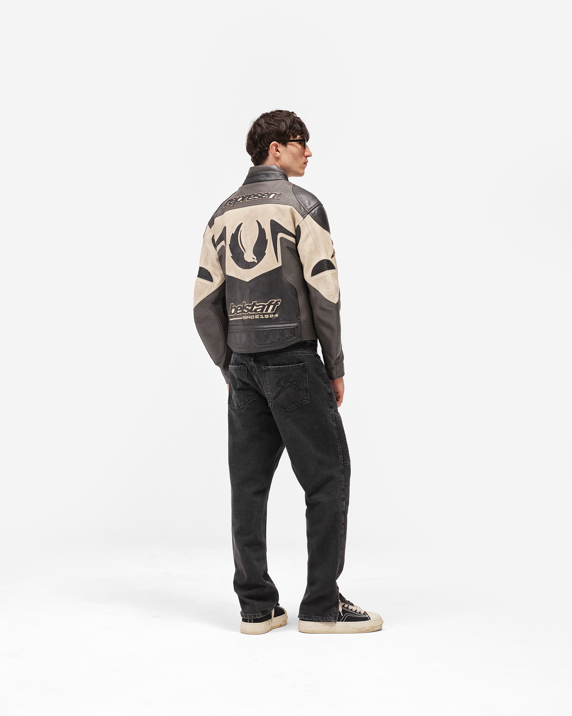Represent X Belstaff Leather Race Jacket - Black