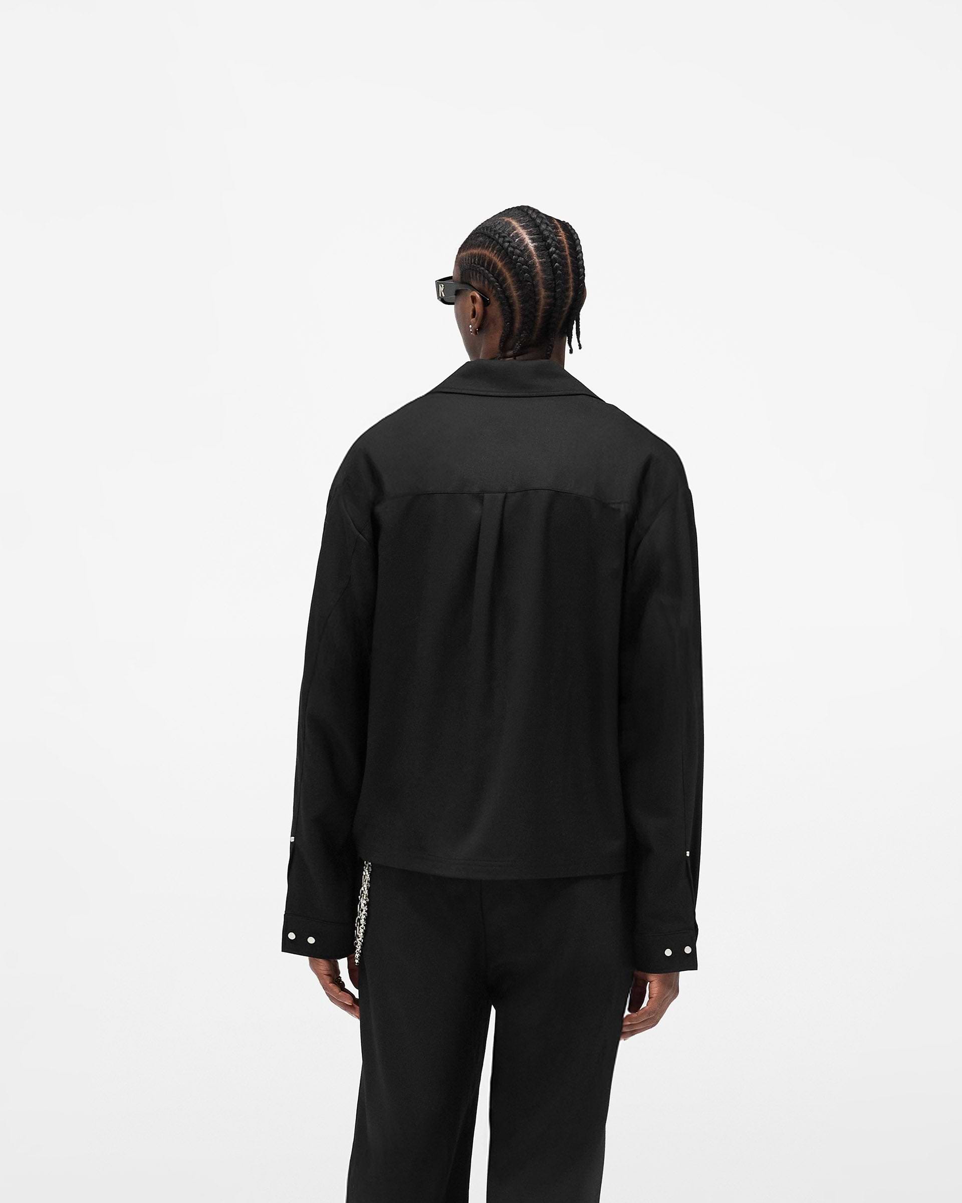 Zip Up Wool Overshirt - Jet Black