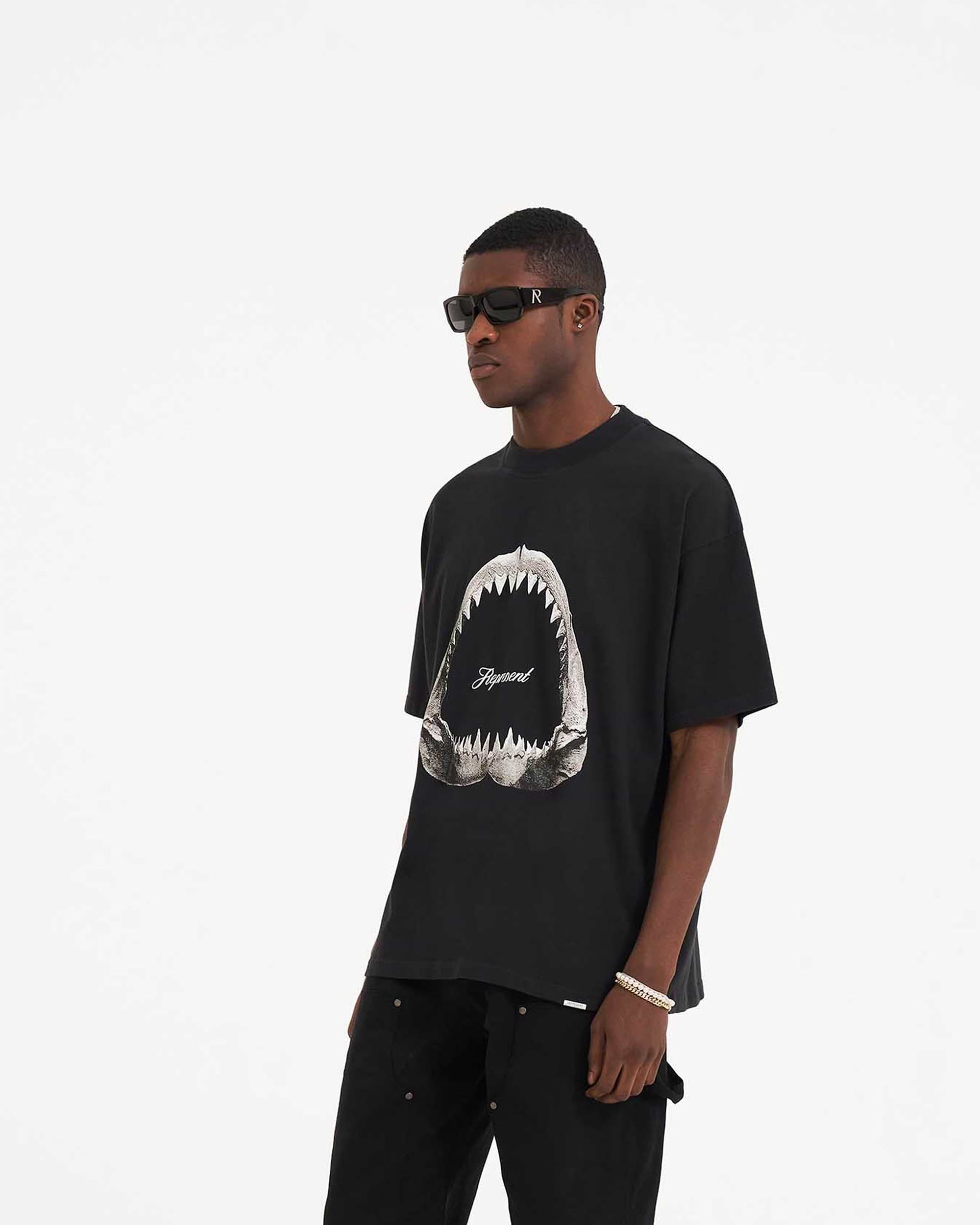 T-Shirt Shark Jaws - Noir Cassé