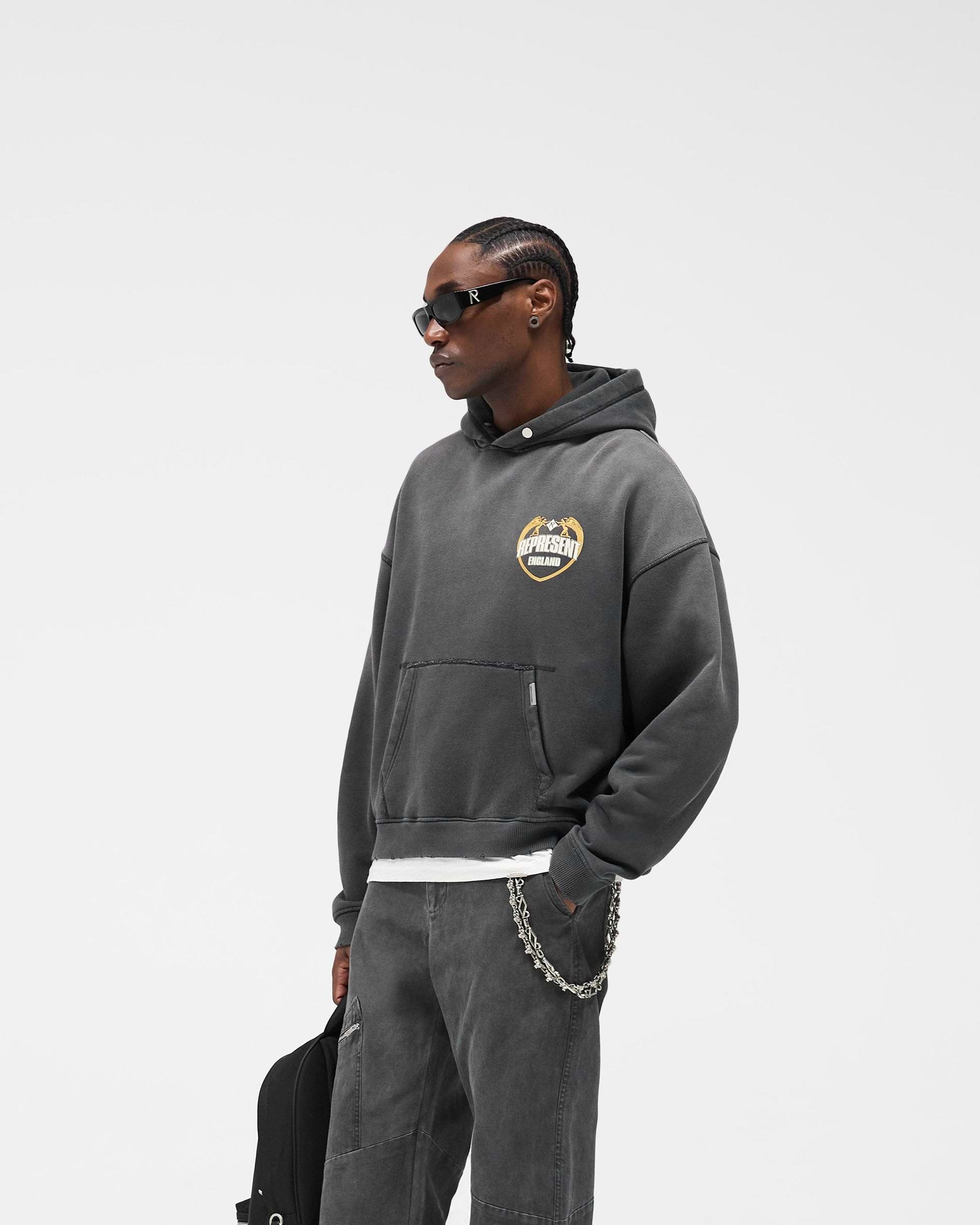 Represent Angel Border Hoodie - Stained Black