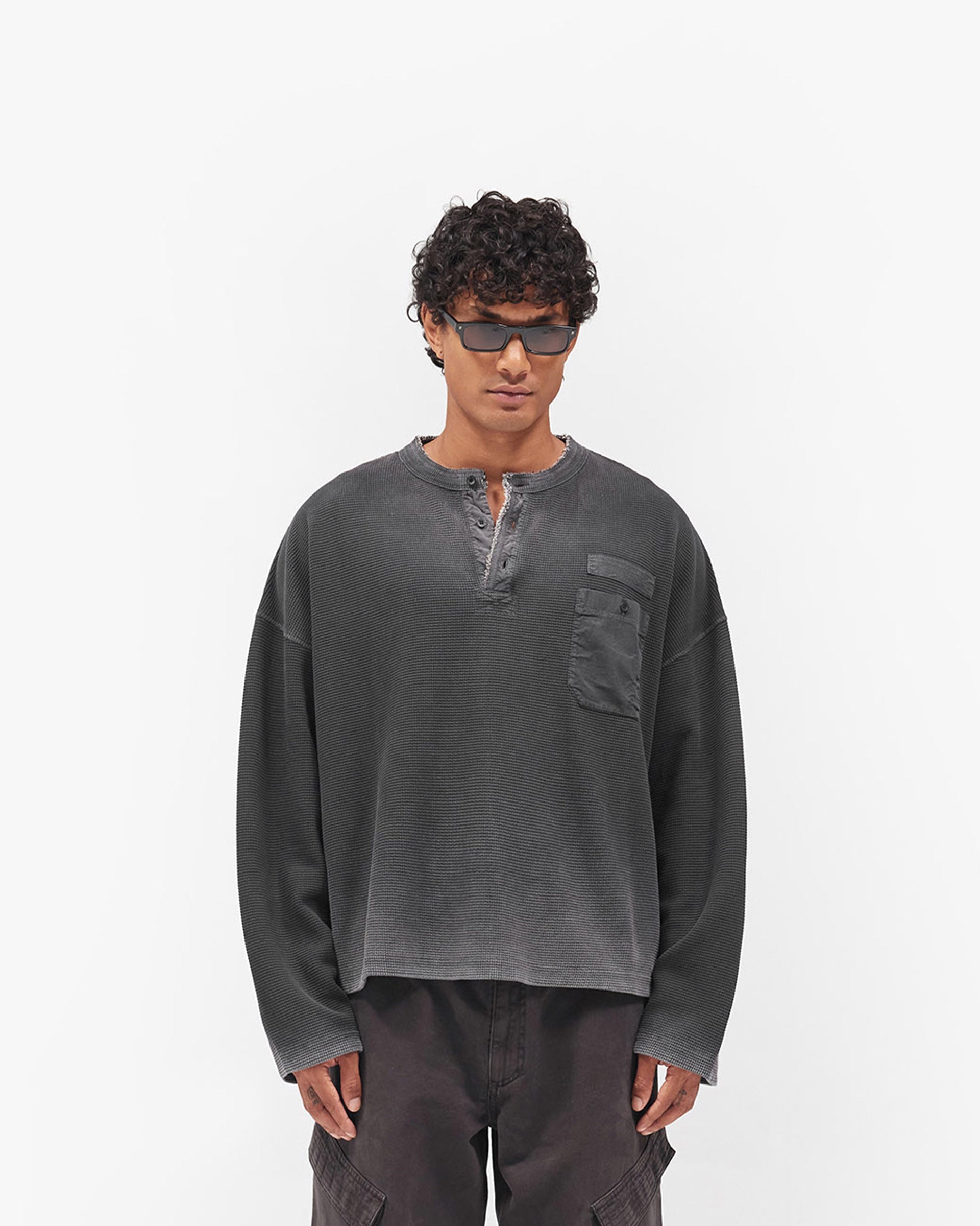 Heavyweight Henley Sweater - Vintage Black