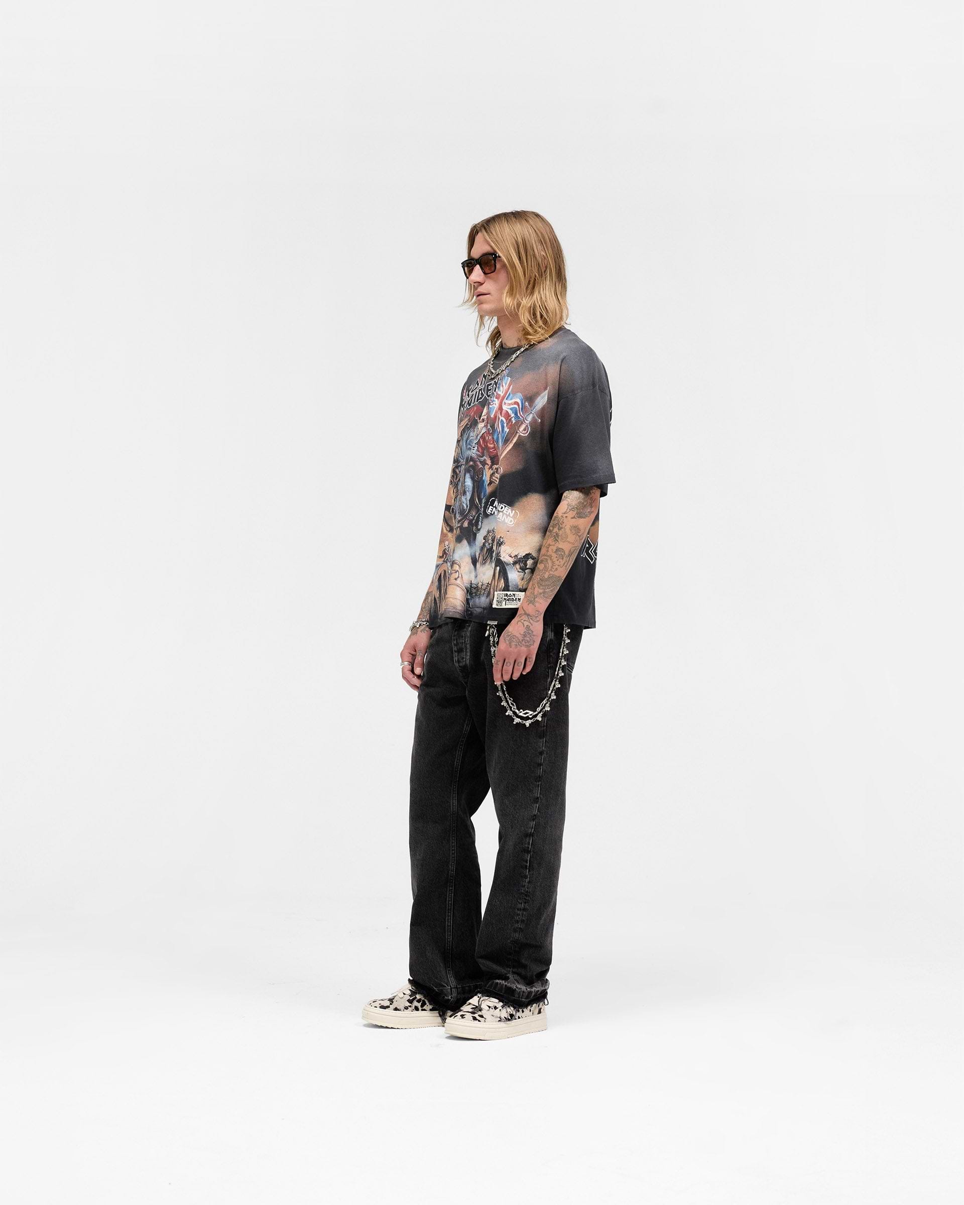 Represent X Iron Maiden Steed T-Shirt - Stained Black