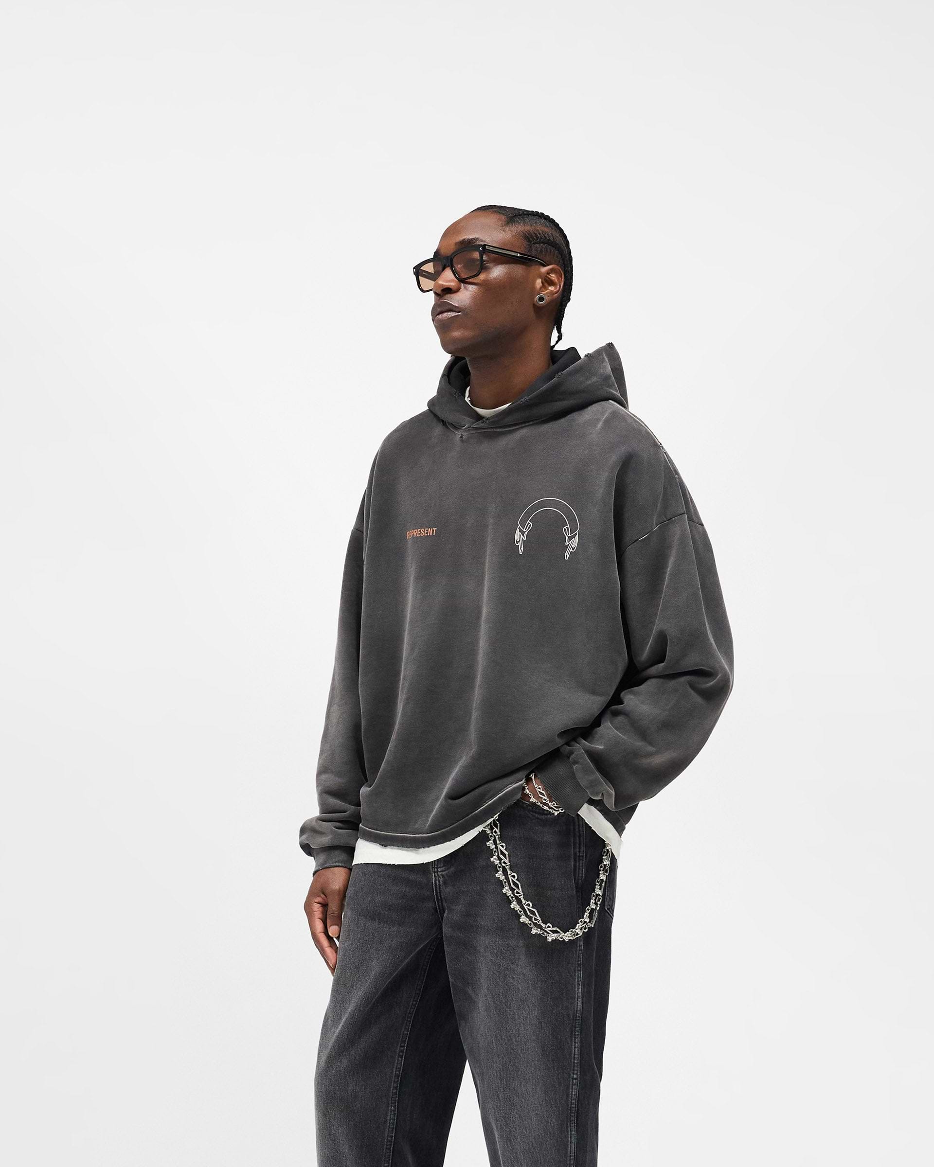 Represent Banner Hoodie - Stained Black