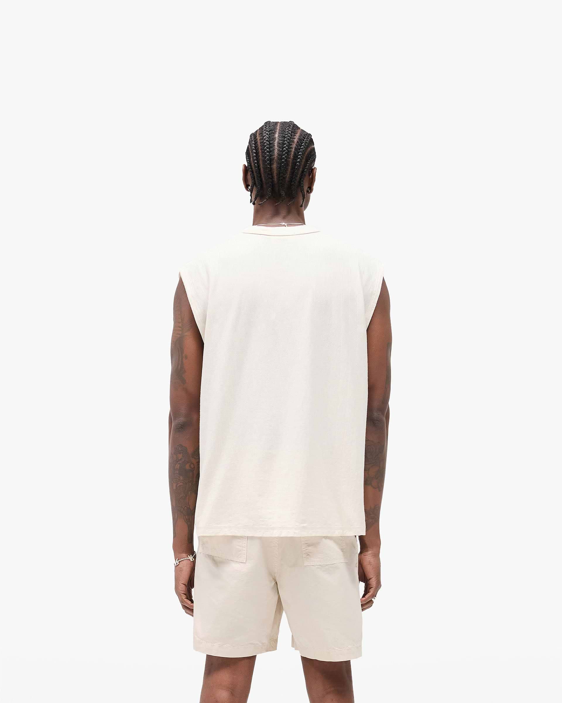 Slub Script Tank - Aged White