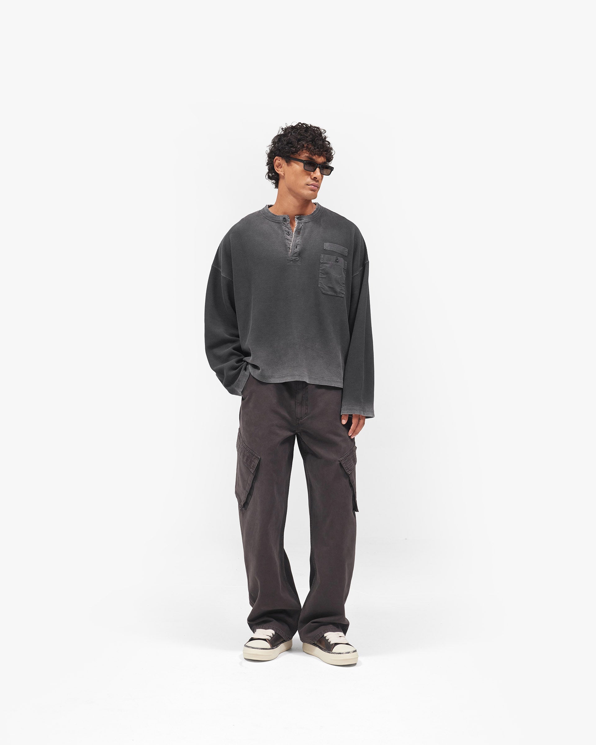 Heavyweight Henley Sweater - Vintage Black