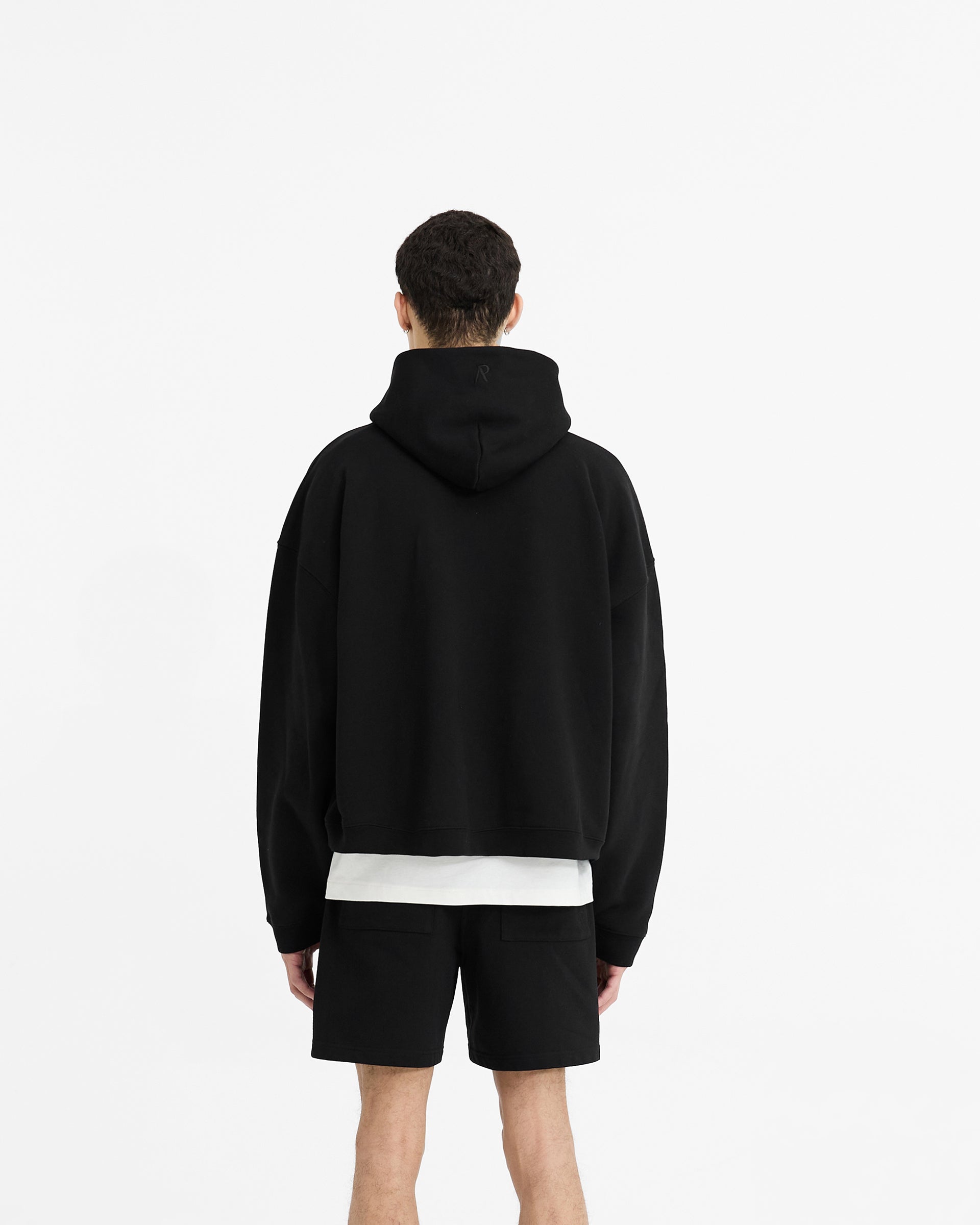 Initial Boxy Hoodie - Jet Black