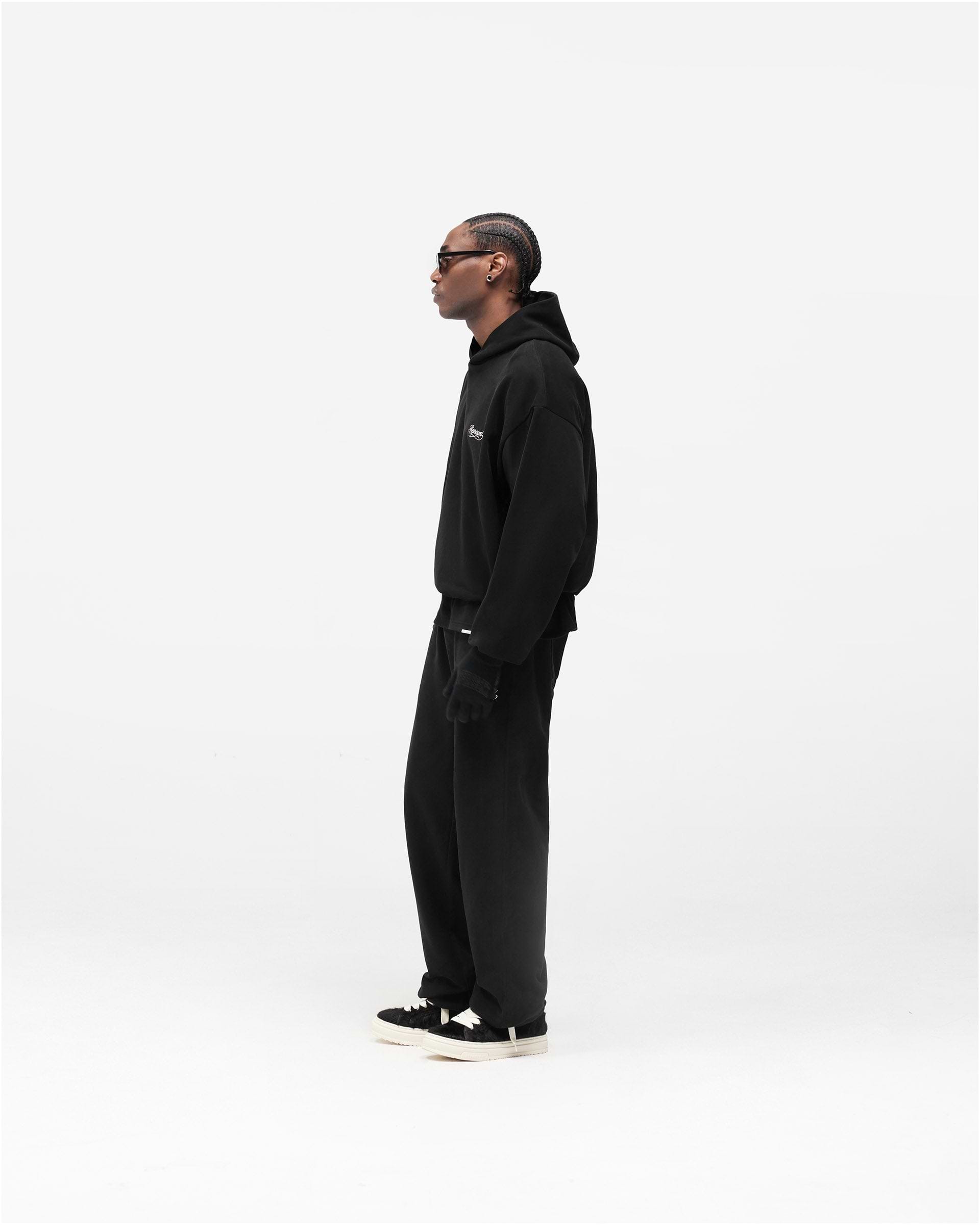 Dual Layer Script Sweatpants - Jet Black