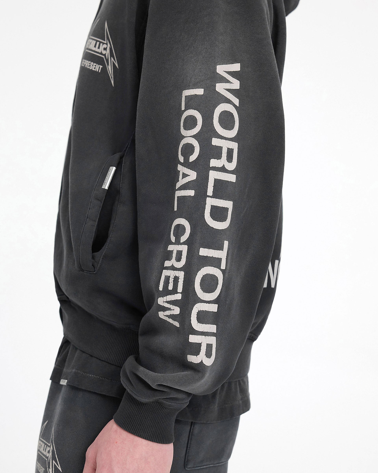 Metallica Local Crew Zip Hoodie | Stained Black | REPRESENT