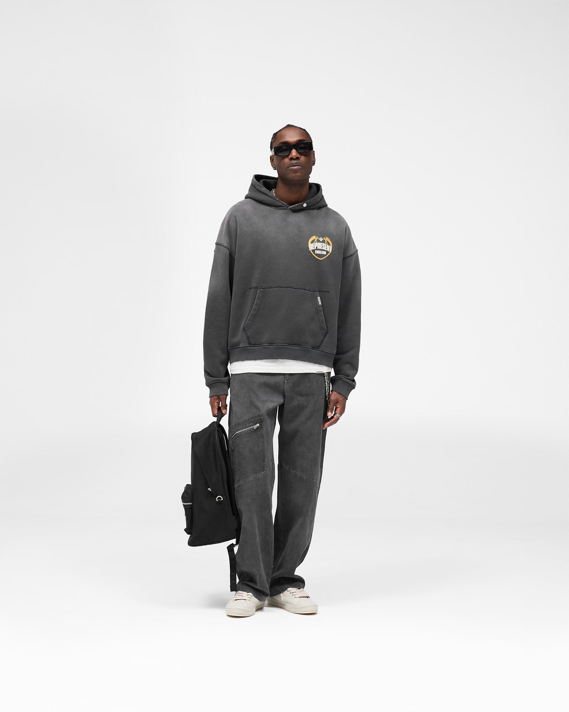 Represent Angel Border Hoodie - Stained Black