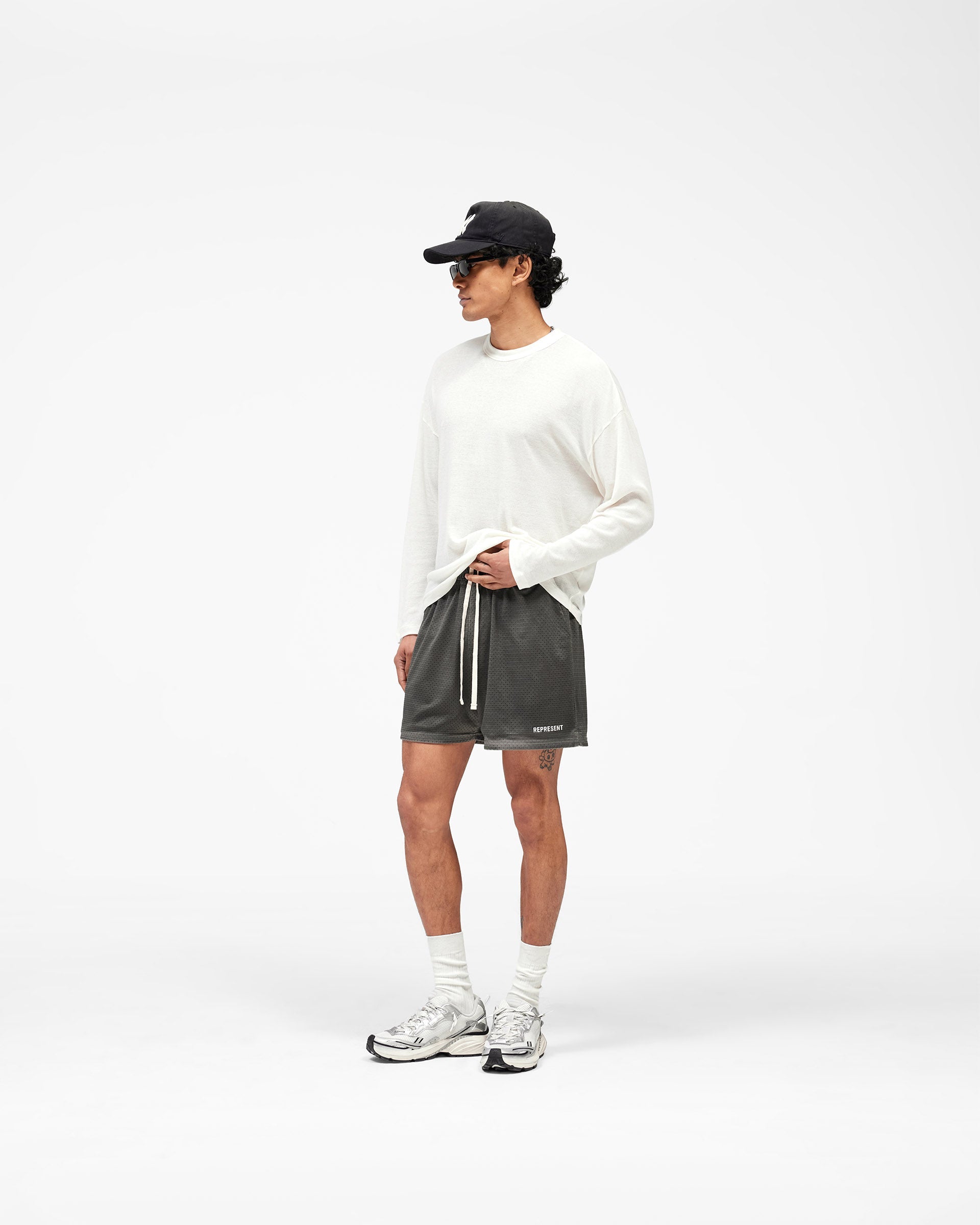 Washed Mesh Shorts - Vintage Grey