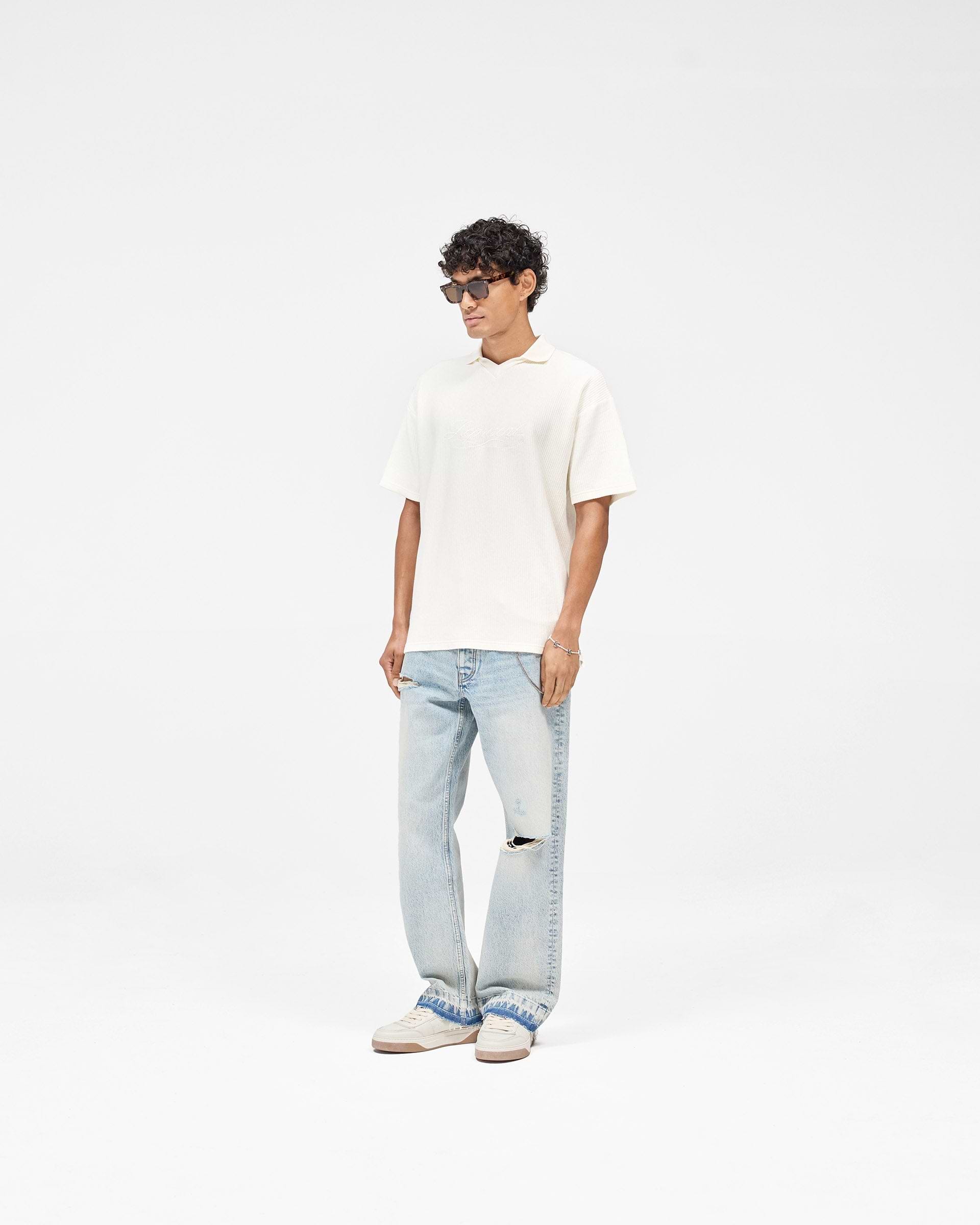 Ribbed Polo - Aged White