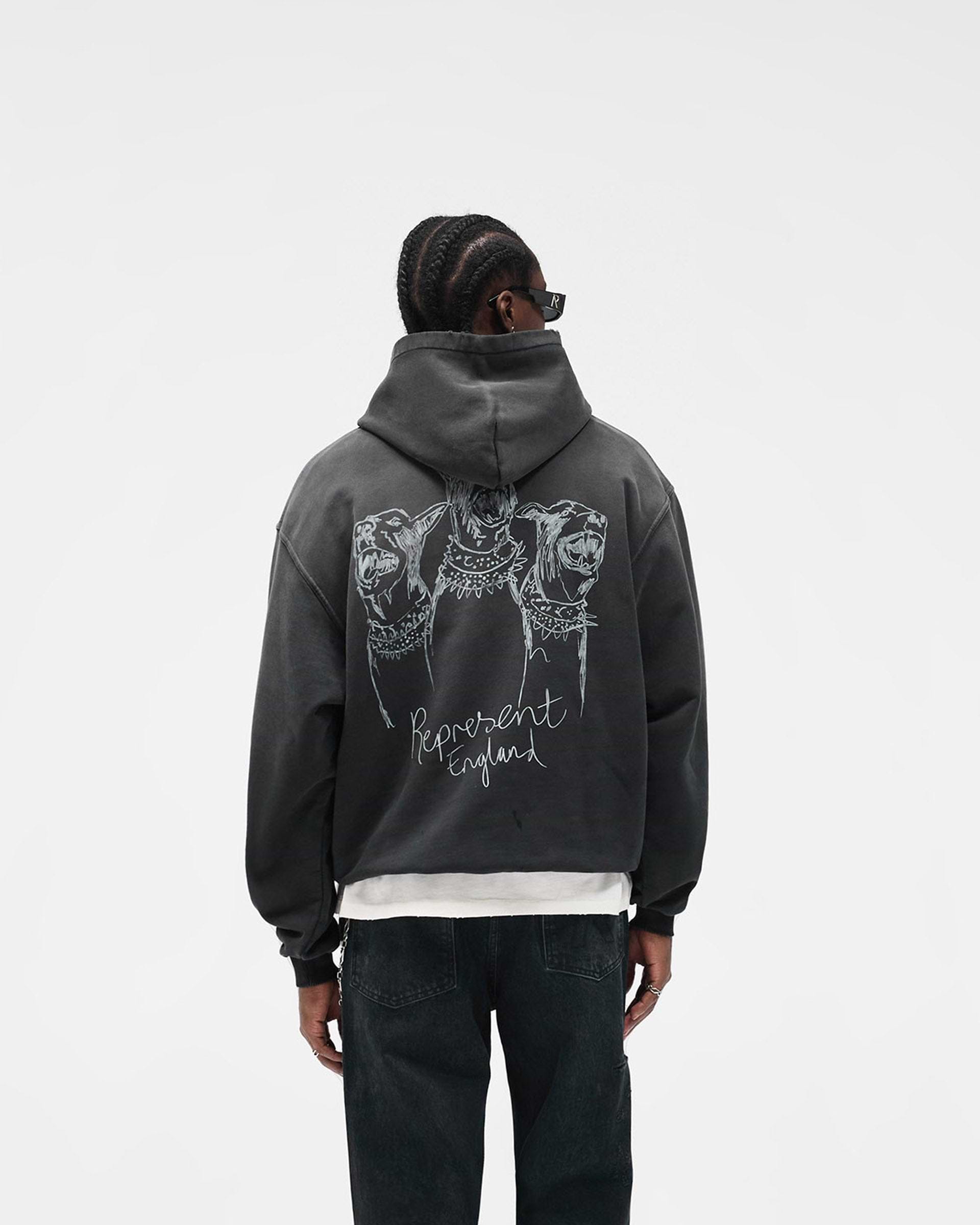 Hand Drawn Thoroughbred Hoodie - Aged Black