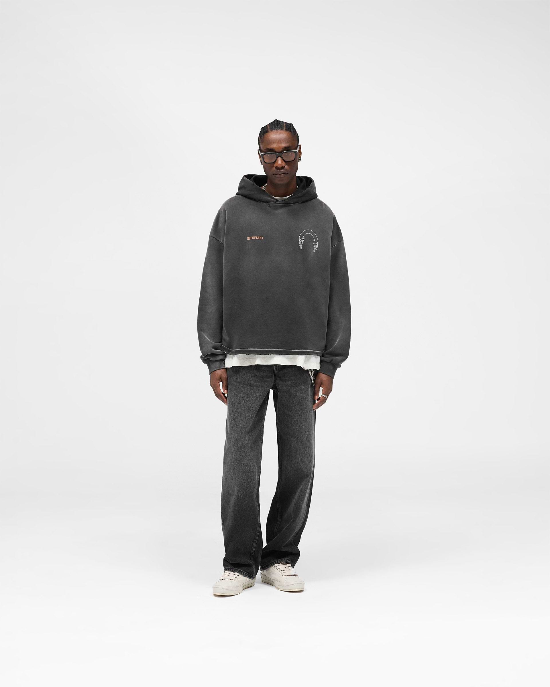 Represent Banner Hoodie - Stained Black
