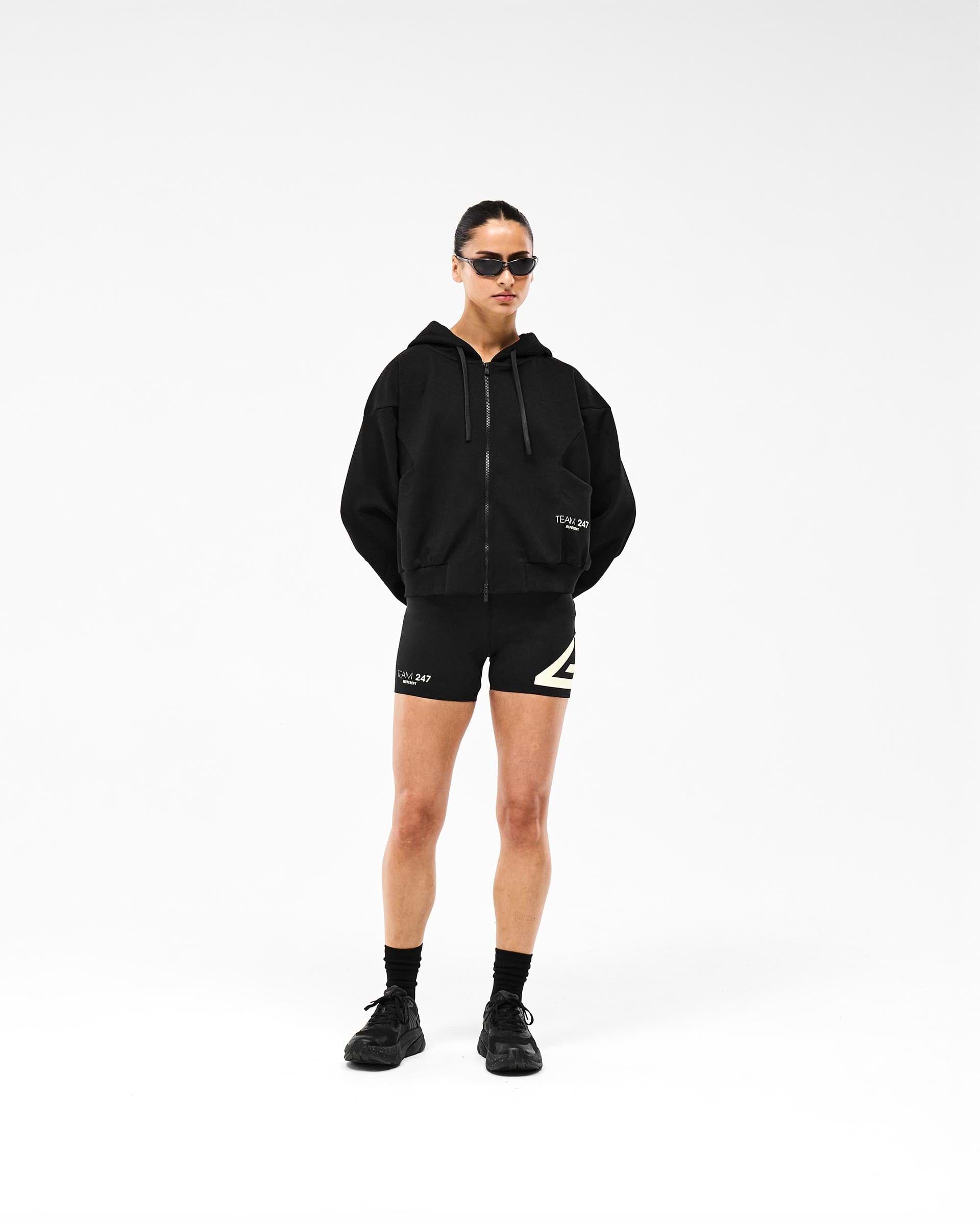 247 Training Hoodie Zip Front - Black