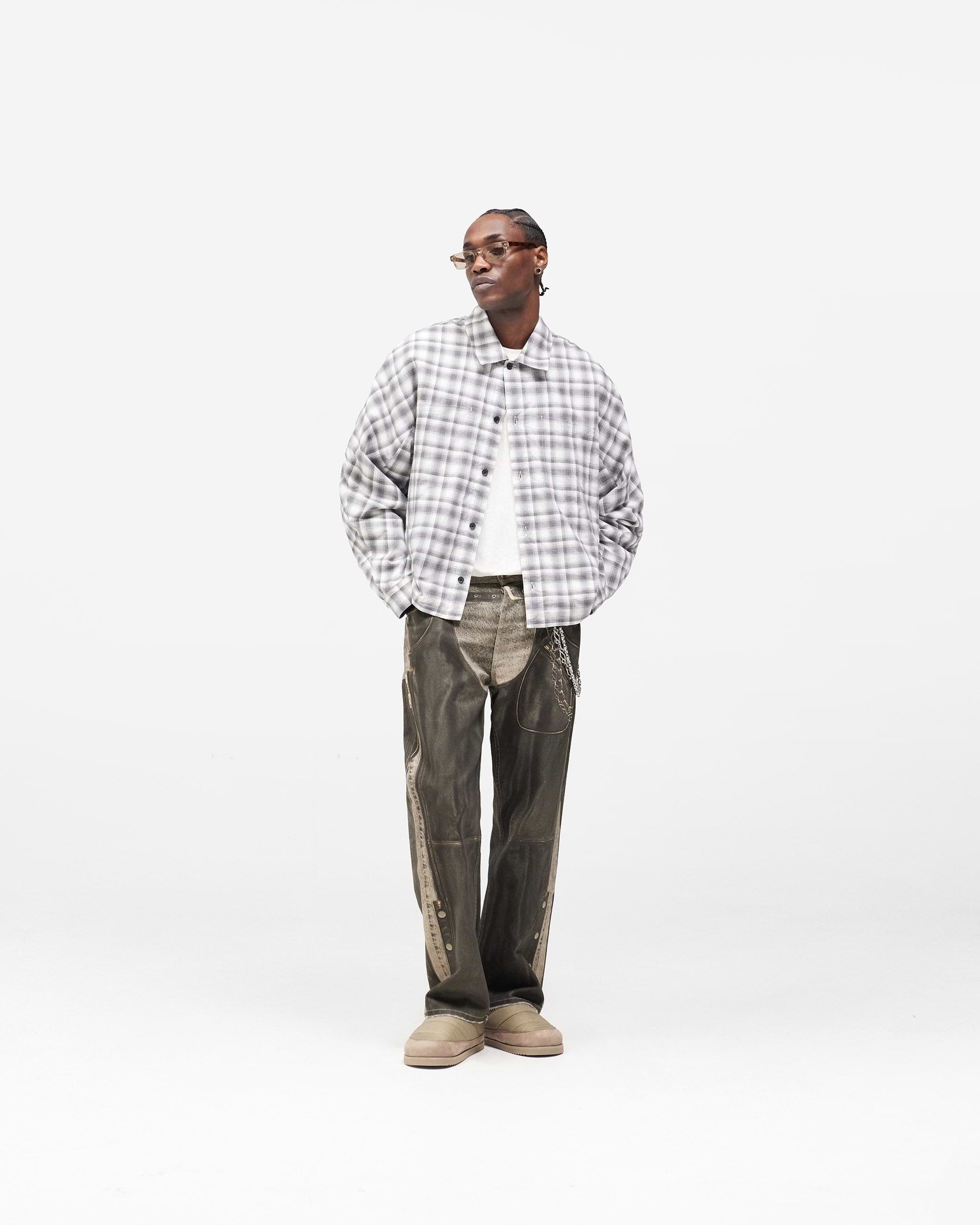Arch Flannel Shirt - Flat White Jet Black