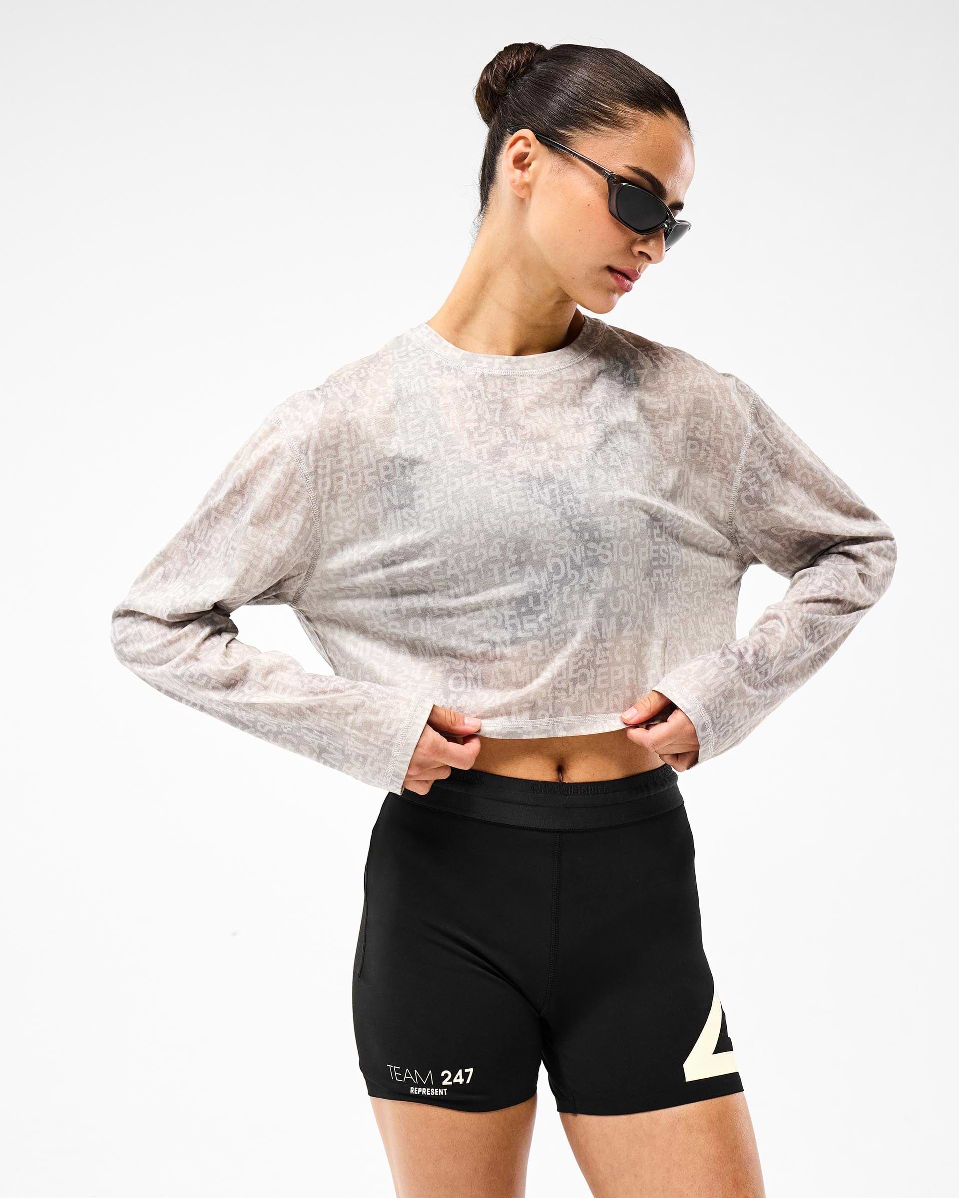 247 Glitch Cropped Training T-Shirt - Grey