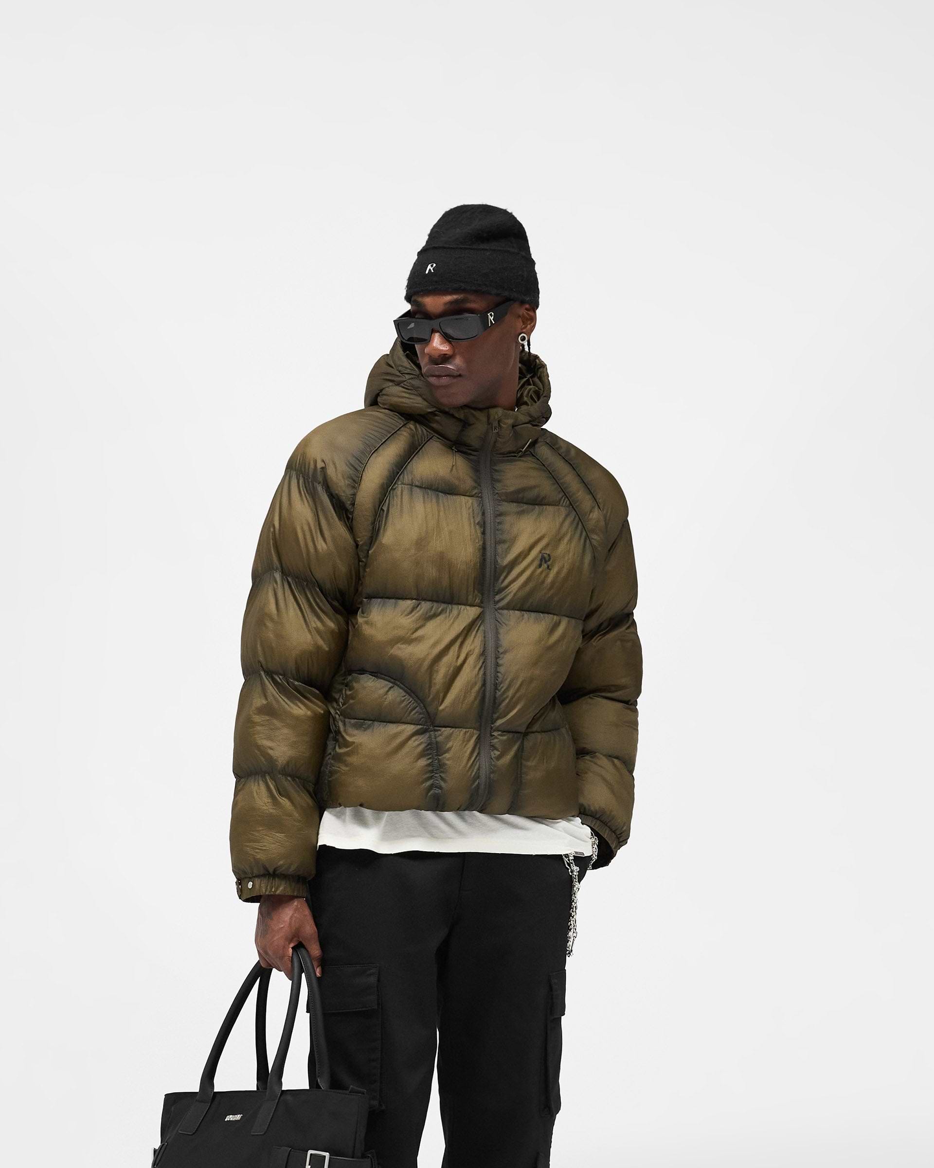 Translucent Hooded Puffer - Dark Olive
