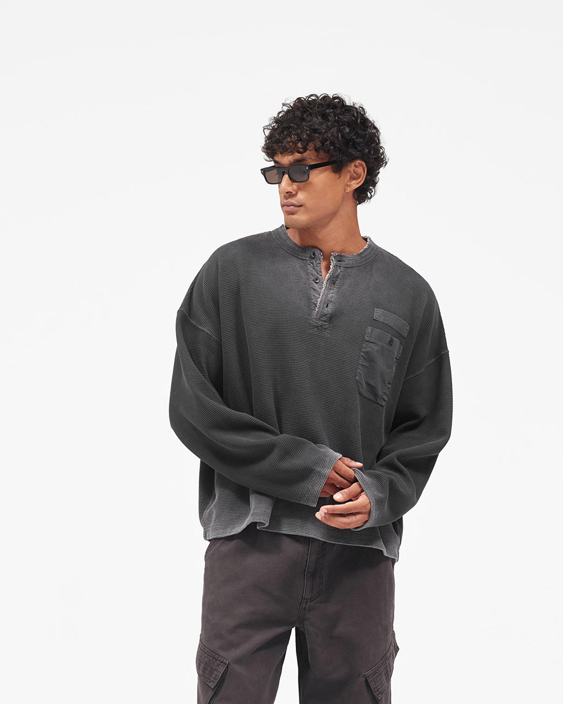 Heavyweight Henley Sweater - Vintage Black