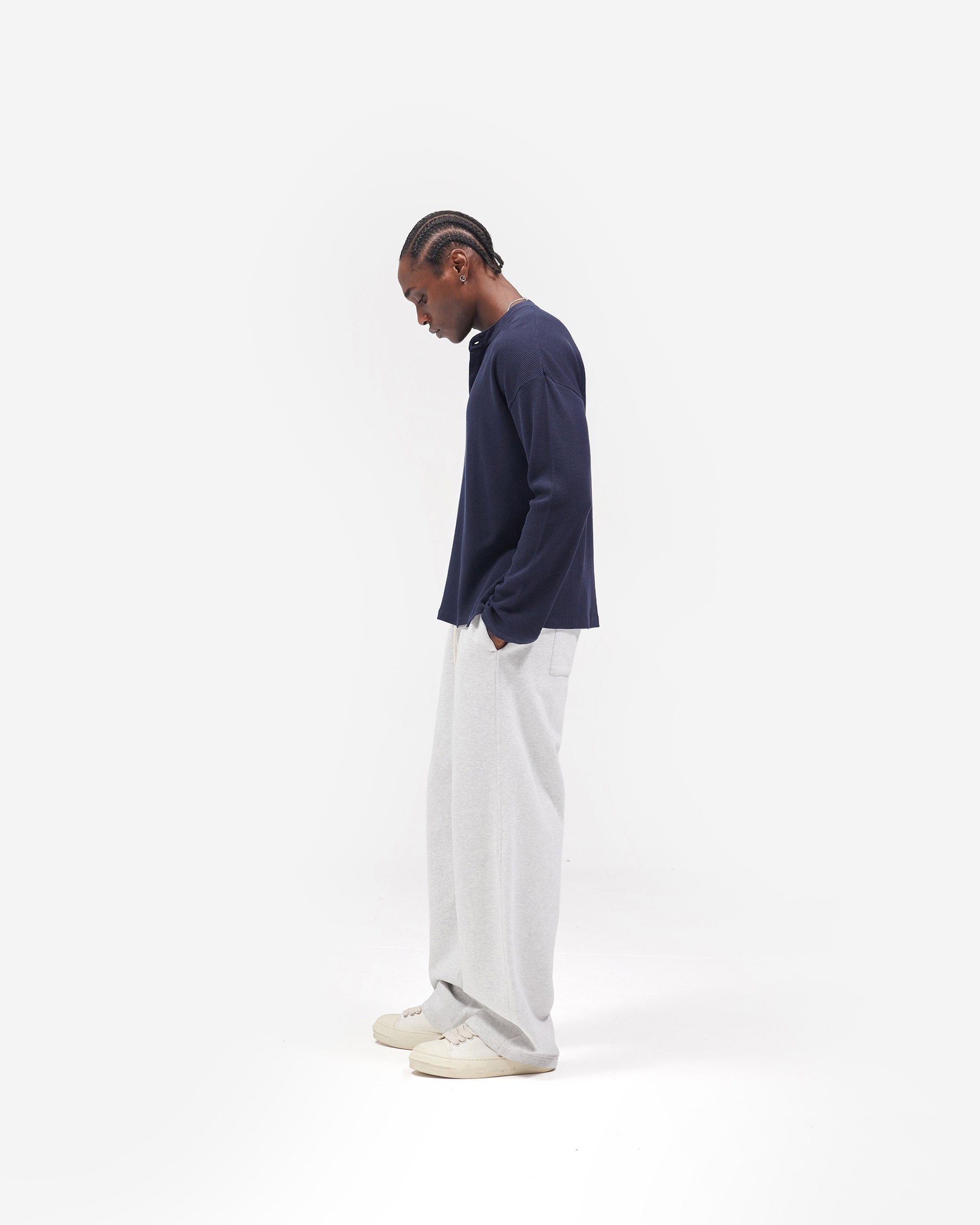 Initial Wide Leg Sweatpants - Ice Grey Marl