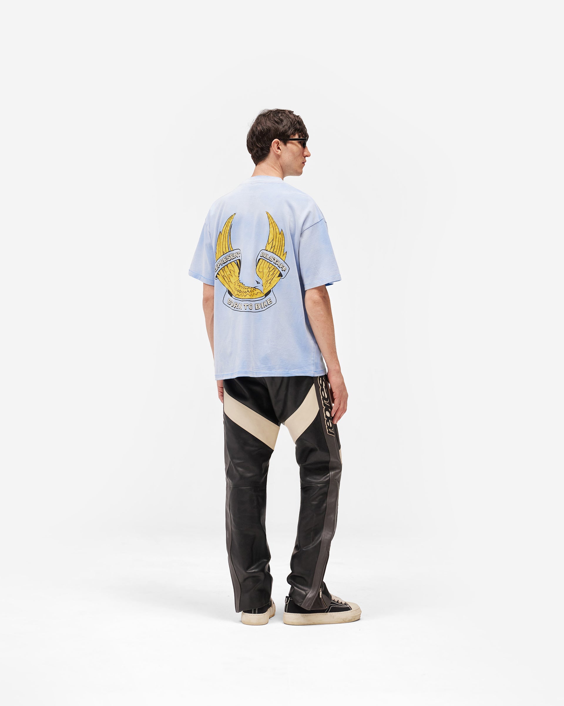 Represent X Belstaff Born To Bike T-Shirt - Mid Blue