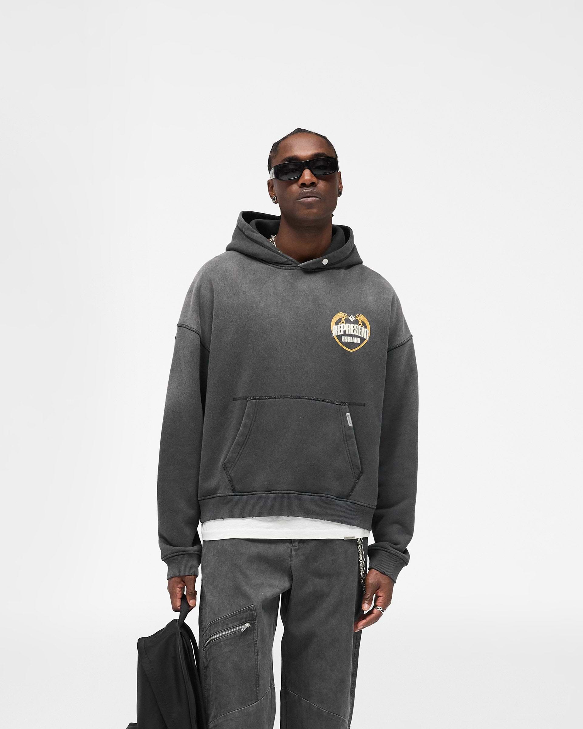 Represent Angel Border Hoodie - Stained Black