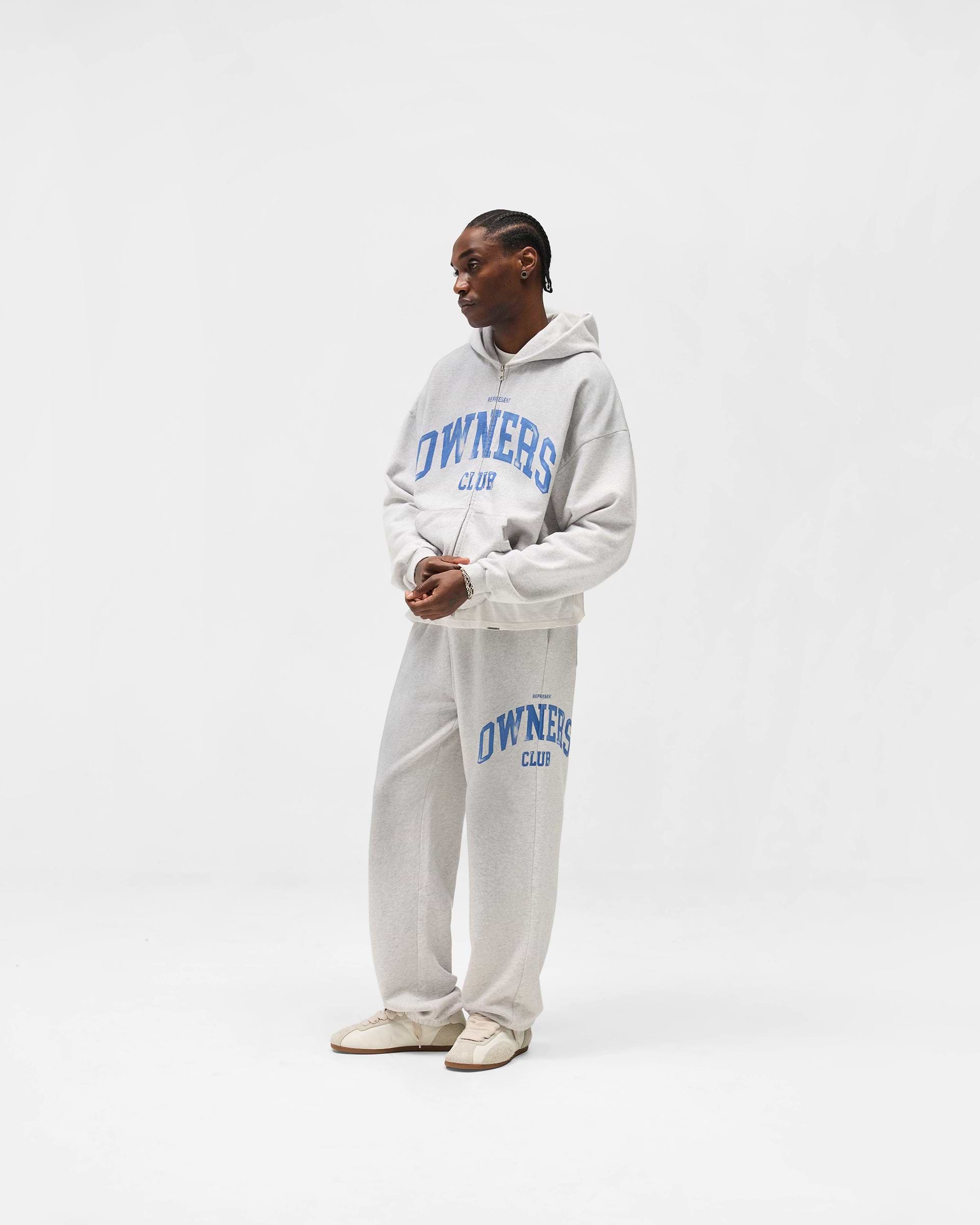 Represent Owners Club Zip Through Hoodie - Sprayed Ice Grey Marl
