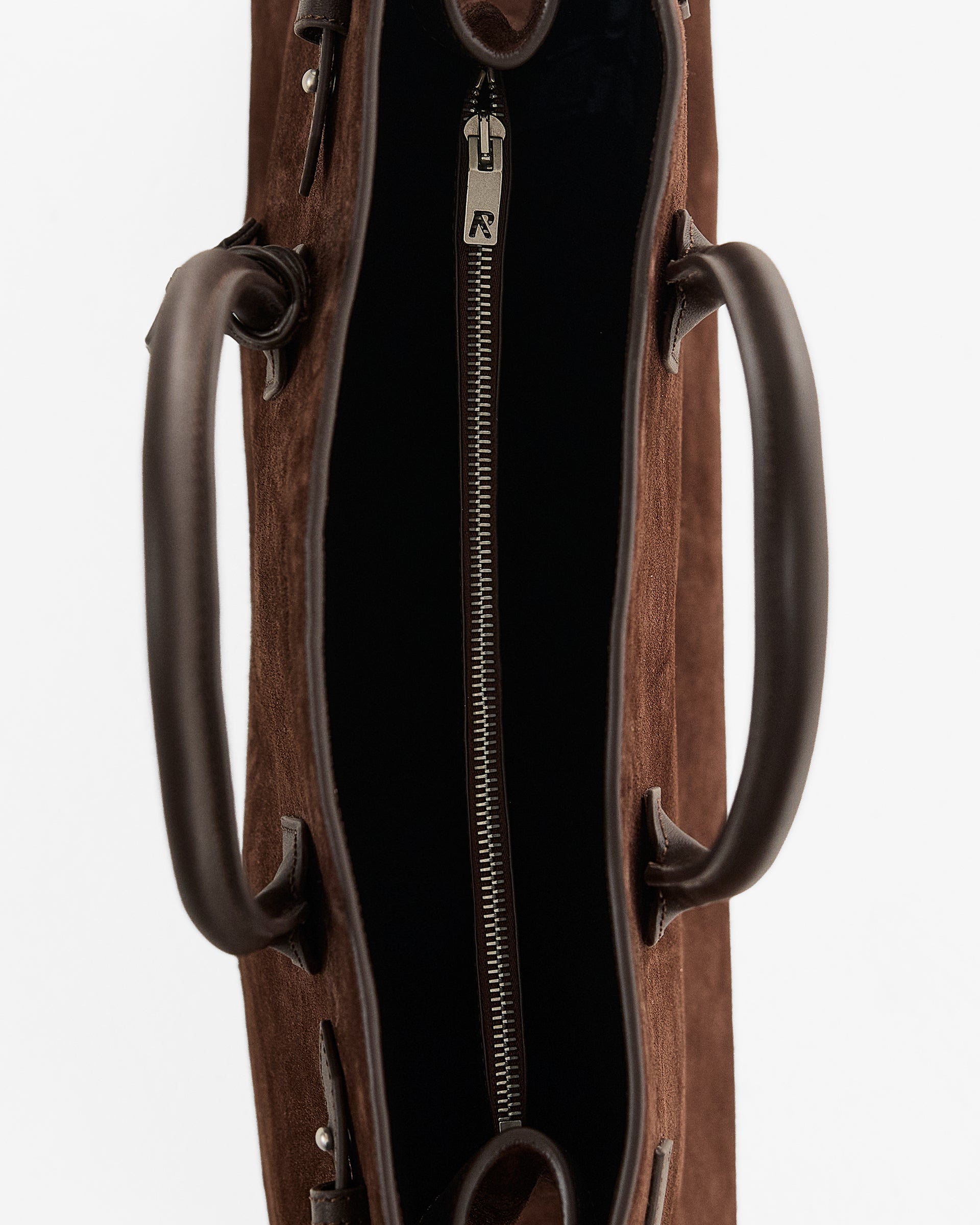 Suede Leather Tote Bag - Brown