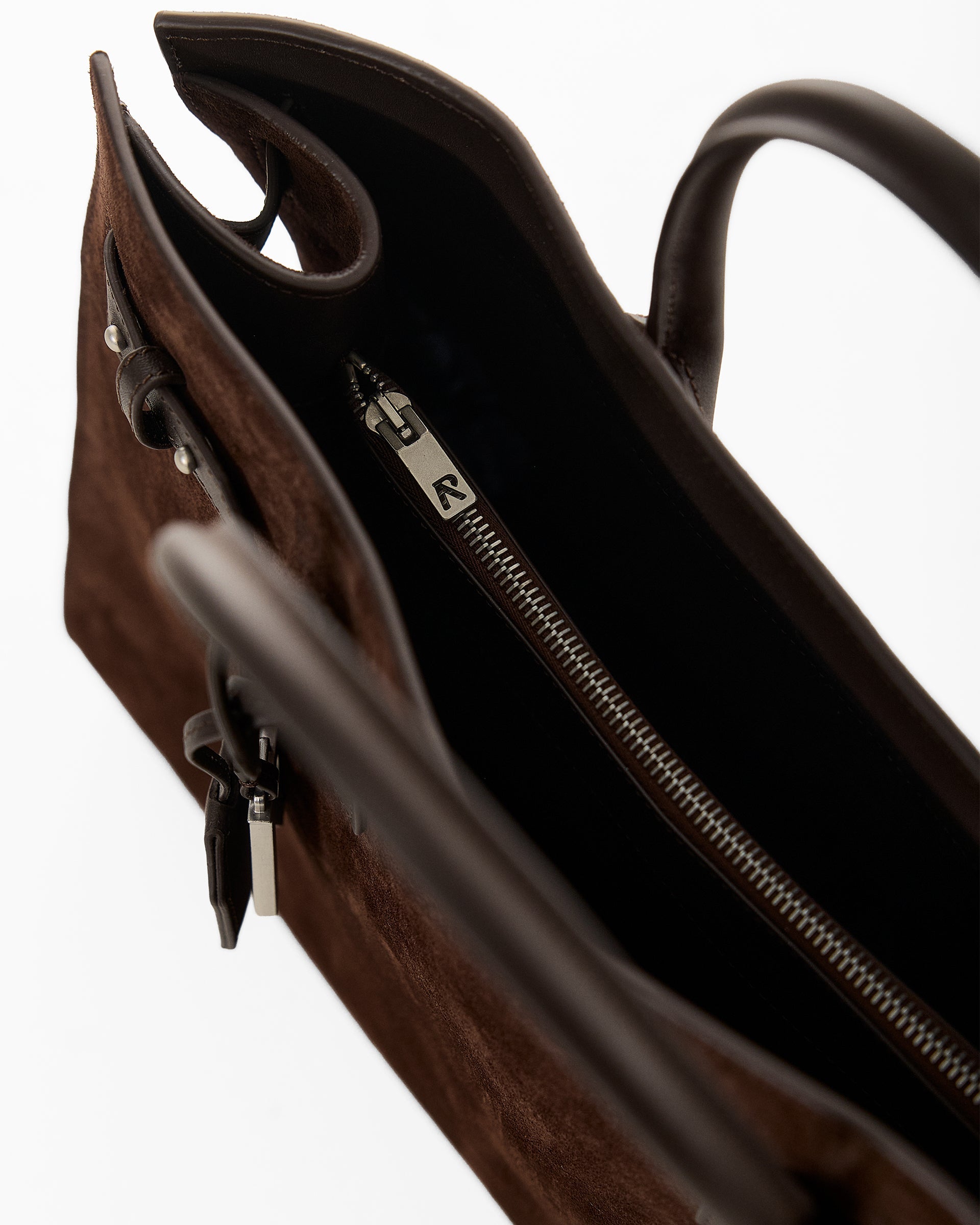 Suede Leather Tote Bag - Brown