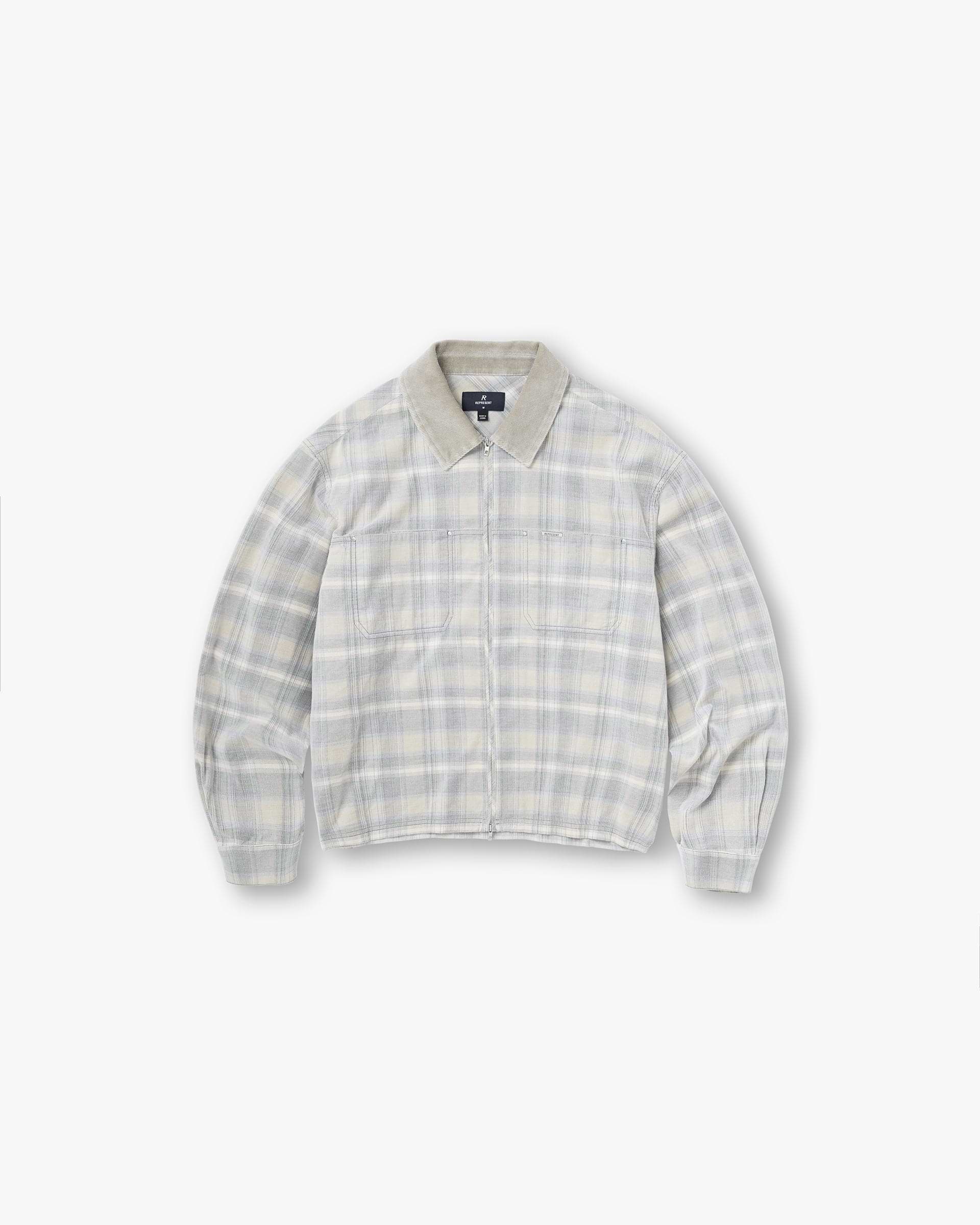 Cord Zip Flannel Shirt - Mineral
