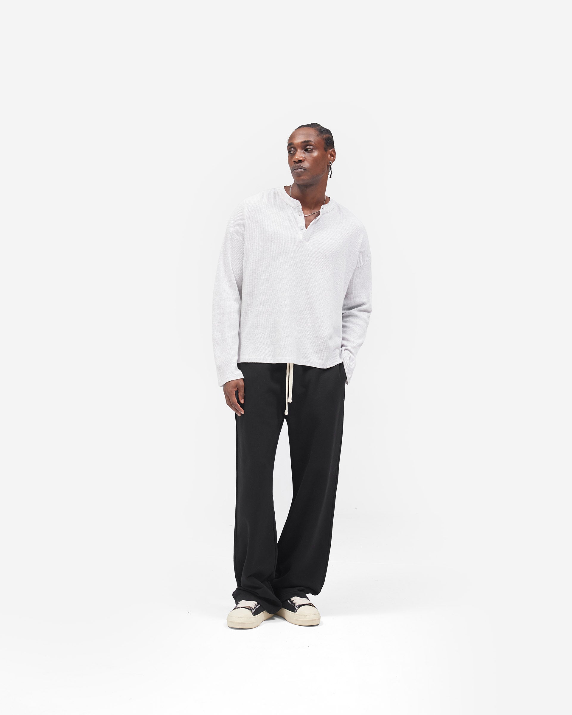 Initial Wide Leg Sweatpants - Jet Black