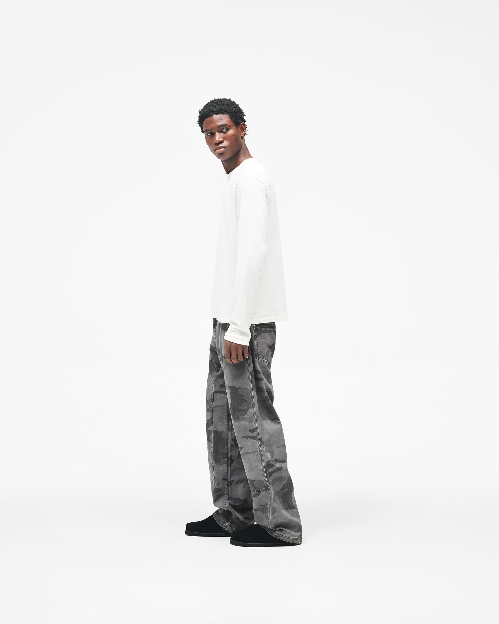 Heaton Camo Workwear Pant - Washed Grey Camo